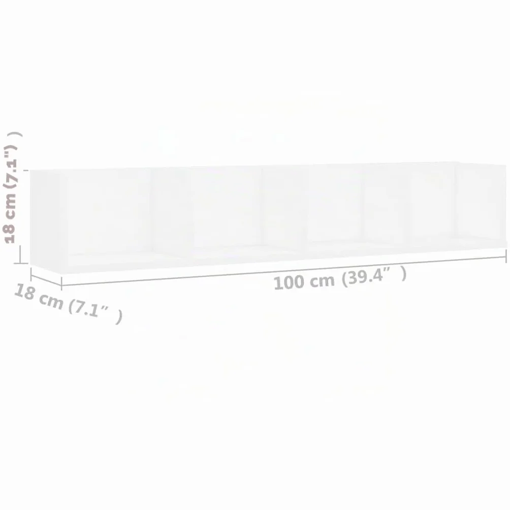 vidaXL Estante de Pared para CD Balda Colgante Expositora Estantería Montado para Libros Decoración Almacenamiento Contrachapada Blanco 100x18x18cm