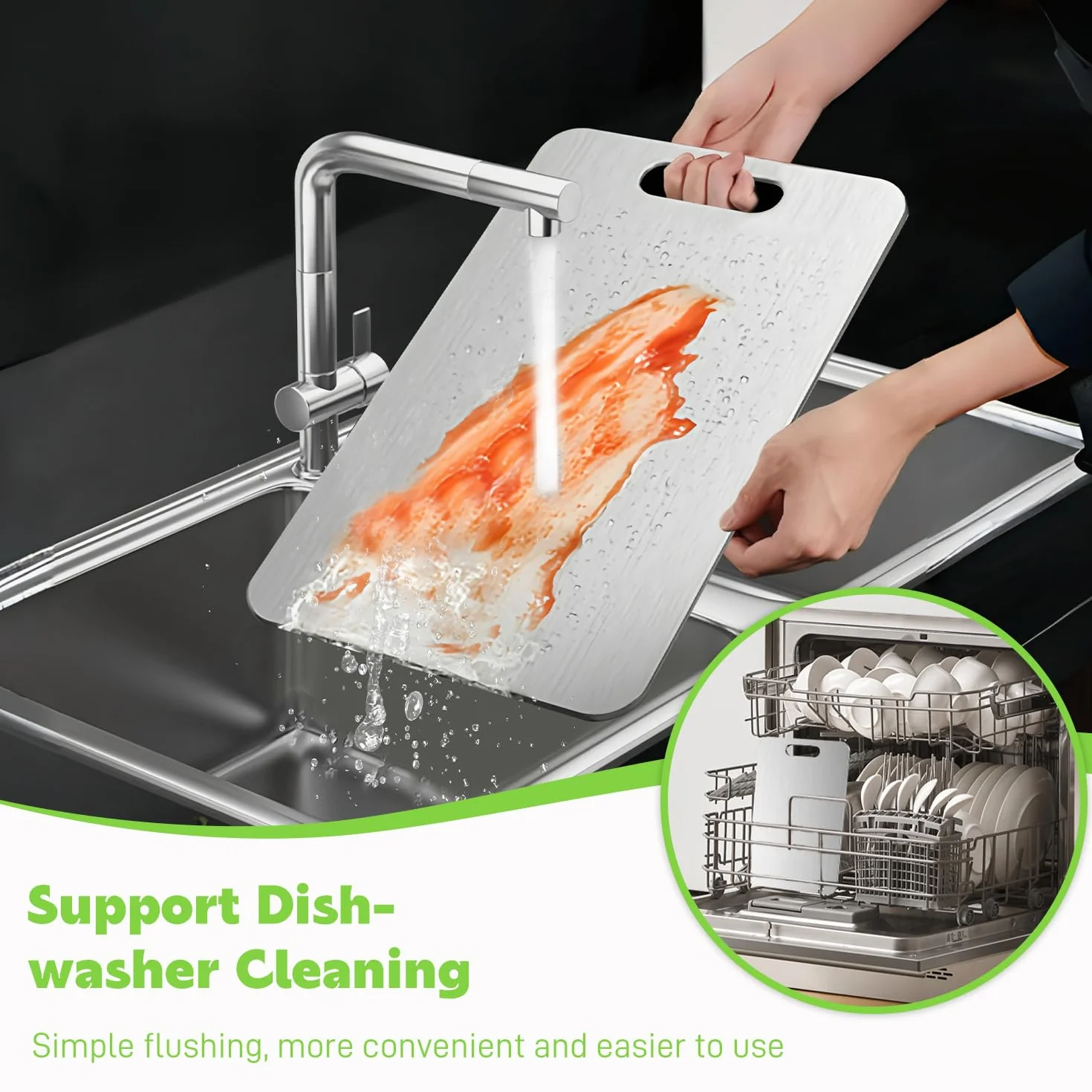 Tabla de Cortar de Titanio Puro Doble Cara Alimentario 39x28 cm Antimanchas Duradera