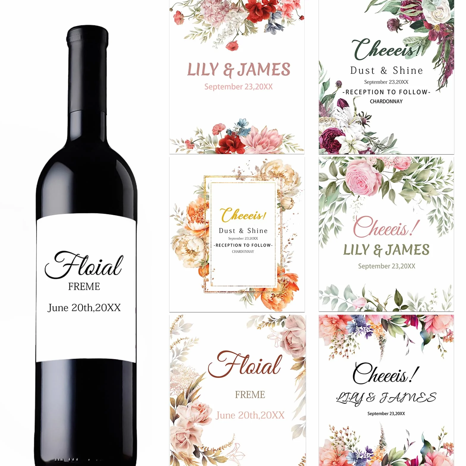 Etiquetas personalizadas impermeables para botellas de vino, personaliza texto/logotipo/imagen para boda