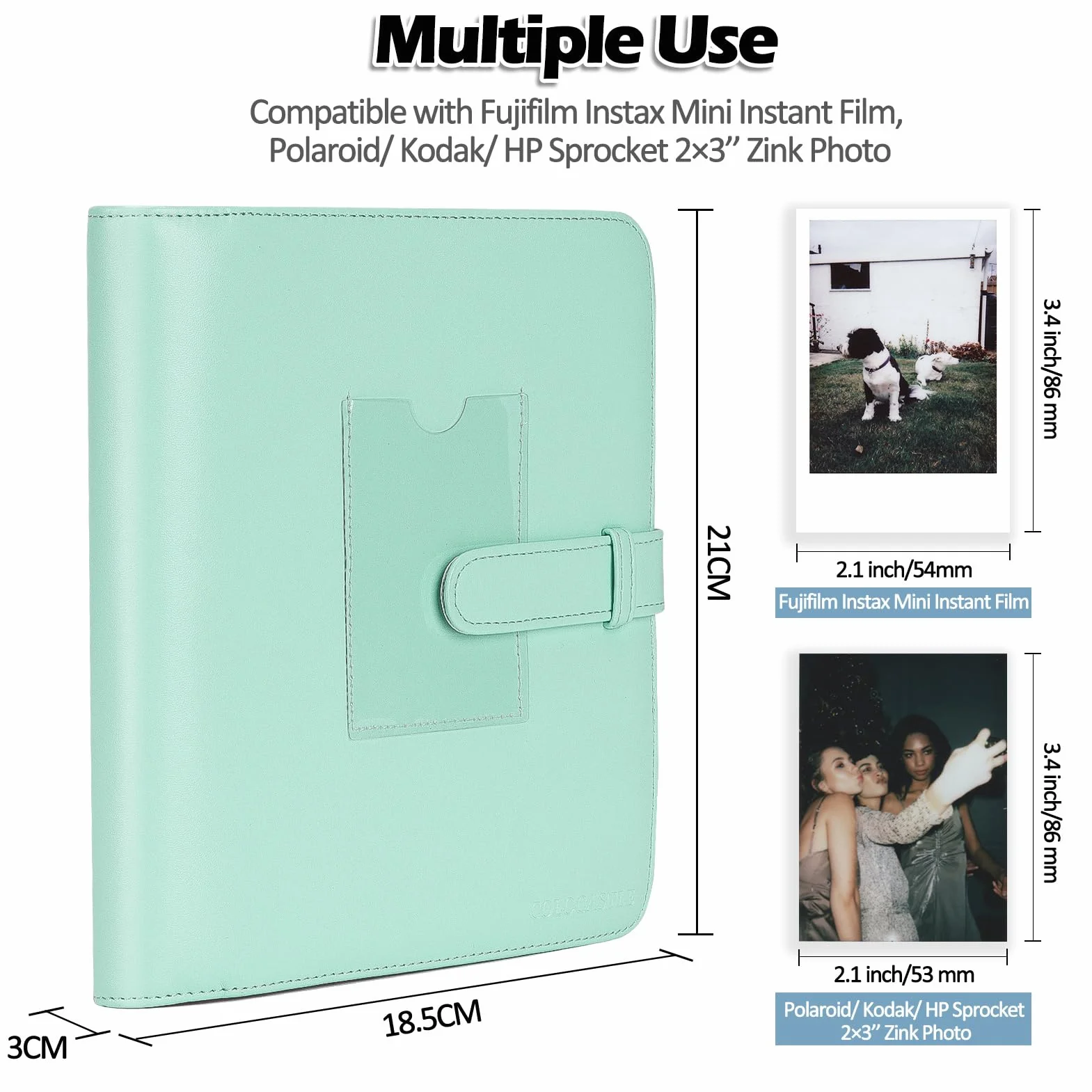 Álbum de fotos con 272+1 bolsillos para película de 3 pulgadas, compatible con Fujifilm Instax Mini 12 11 9 8 25 70 90 40 99 SE 7+ Mini LiPlay Link2 EVO, Polaroid Snap PIC-300, Kodak Impresora