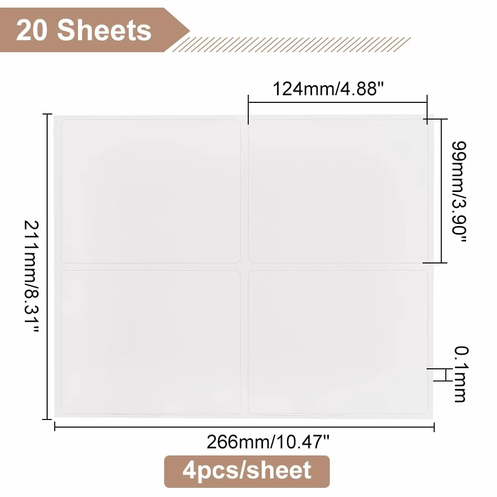 PH PandaHall 80 piezas etiquetas adhesivas para botellas de vino 9,9x12,4 cm blancas