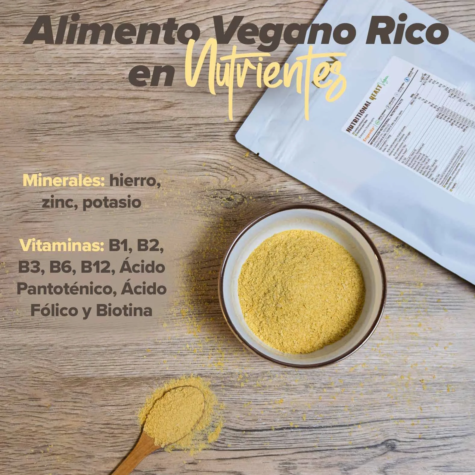 Levadura Nutricional Engevita en Copos HSN 500 g Sabor Umami No-GMO Vegano Sin Gluten
