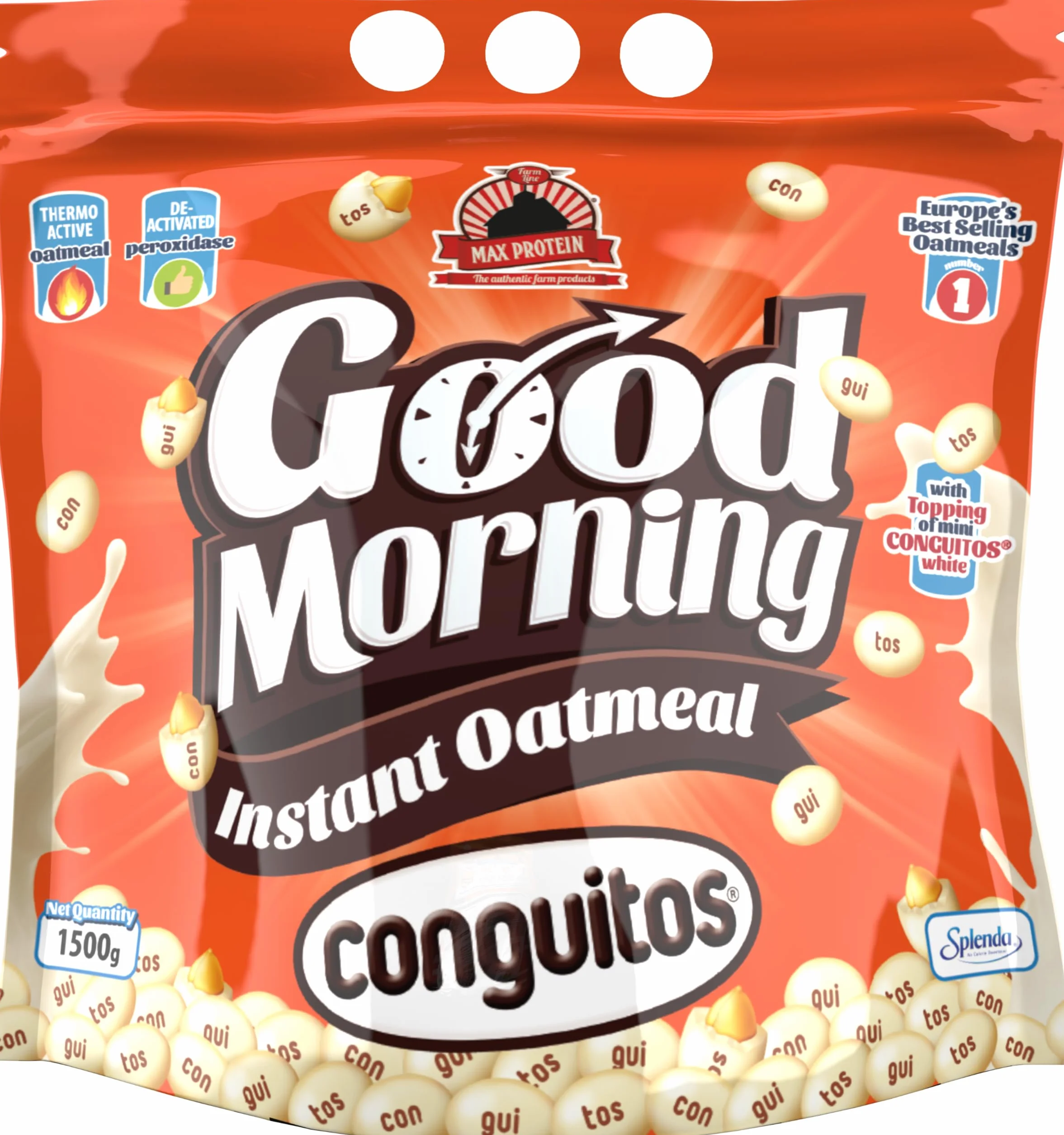 MAX PROTEIN Harina de Avena Sabor Conguitos White con Toppings 1,5 kg Avena en Polvo Proteína para Batidos