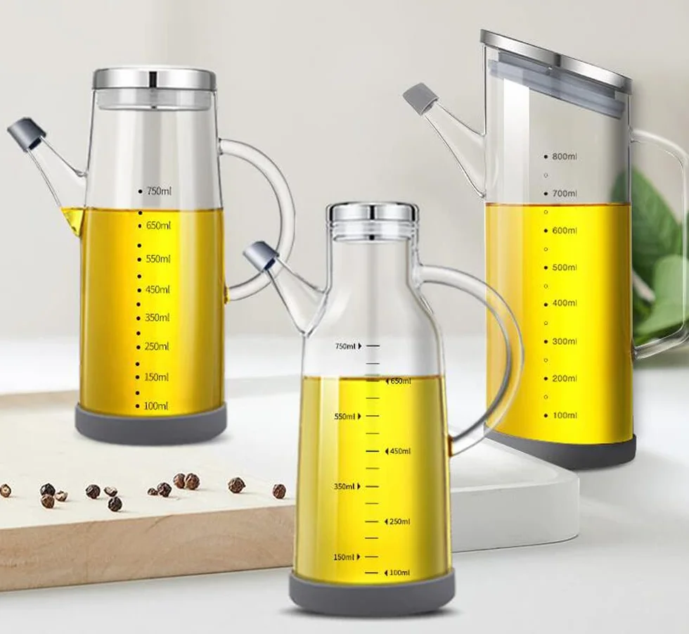 Botella dispensador de aceite 750 ml con boquilla antigoteo y mango antideslizante