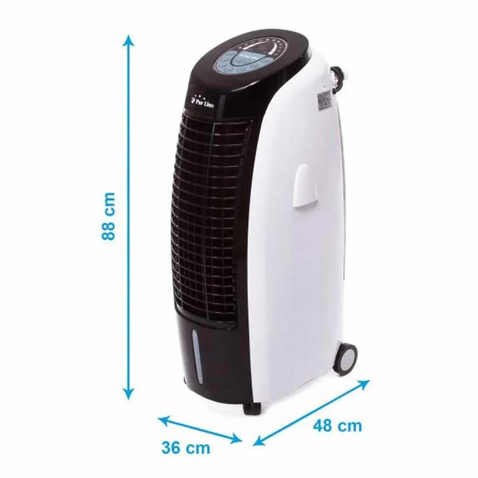 PUR LINE | Climatizador Evaporativo Digital Gran Capacidad Panel LED, 6 Velocidades, Ionizador, Temporizador de 24h, Rejilla Motorizada, Control Remoto y Tanque 15 Litros –