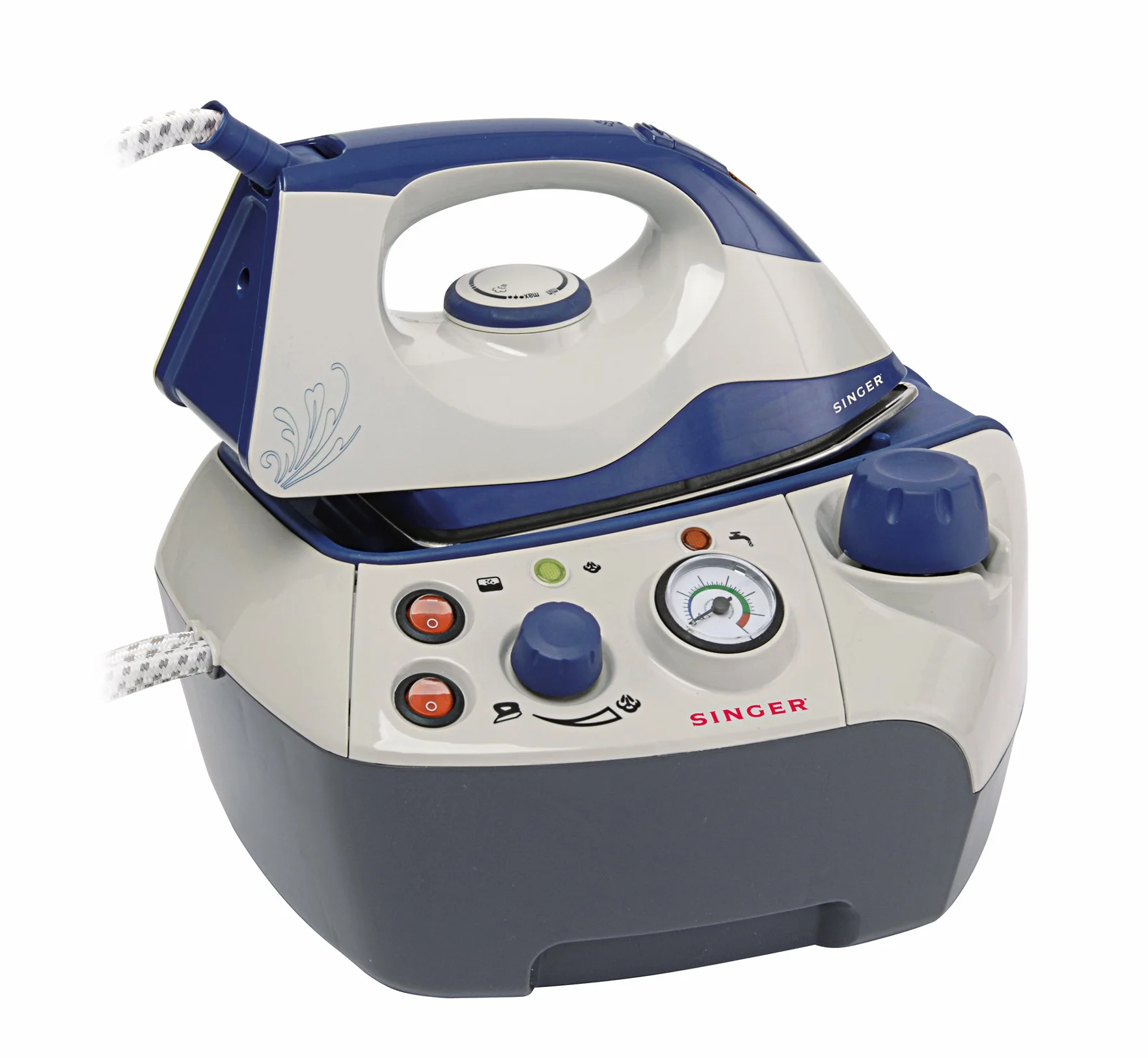 Singer SHG6201 - Centro de planchado, 2200 W, 3 bar, 1.2 l, color blanco y azul