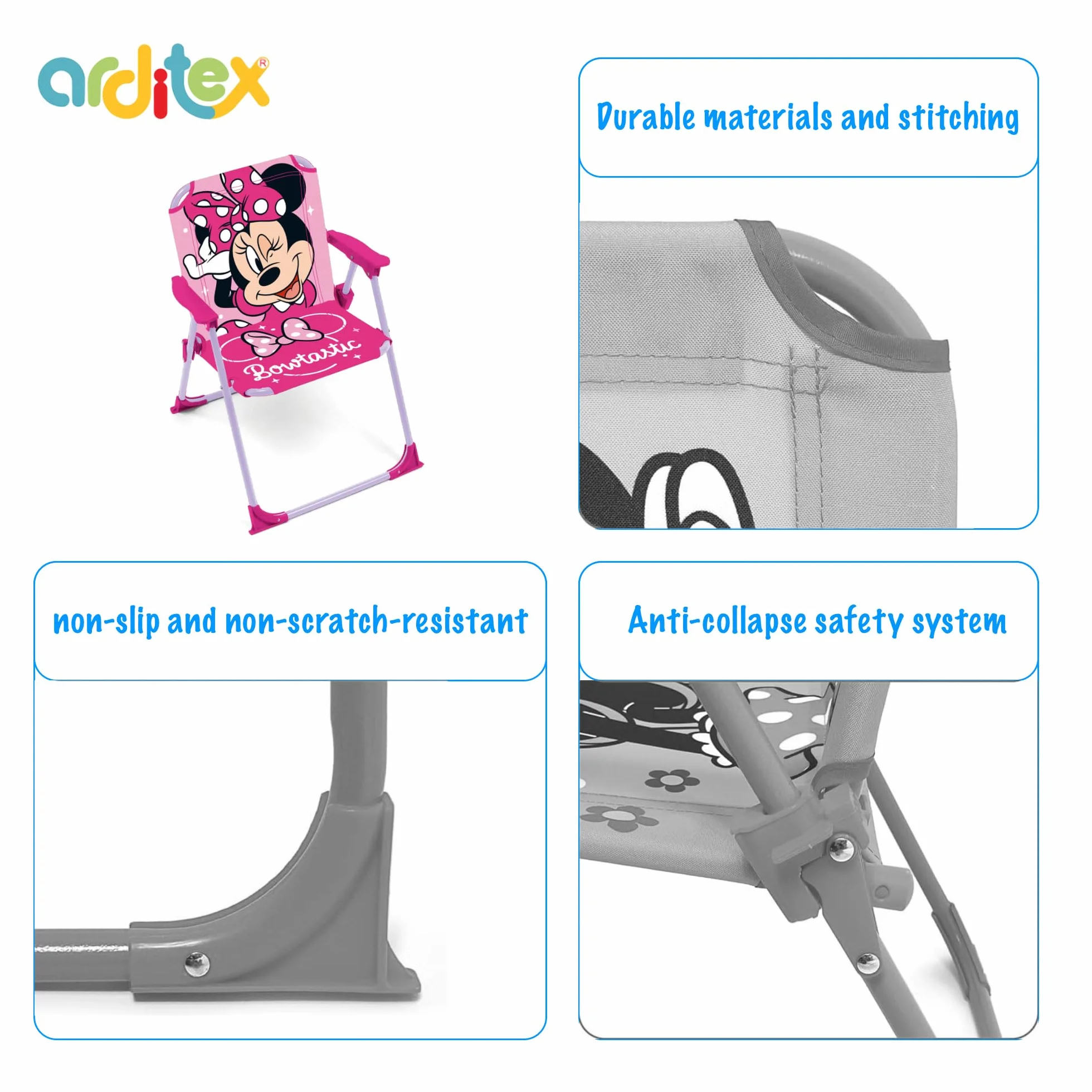 ARDITEX Silla Plegable Minnie Mouse Disney 38x32x53cm dla dzieci