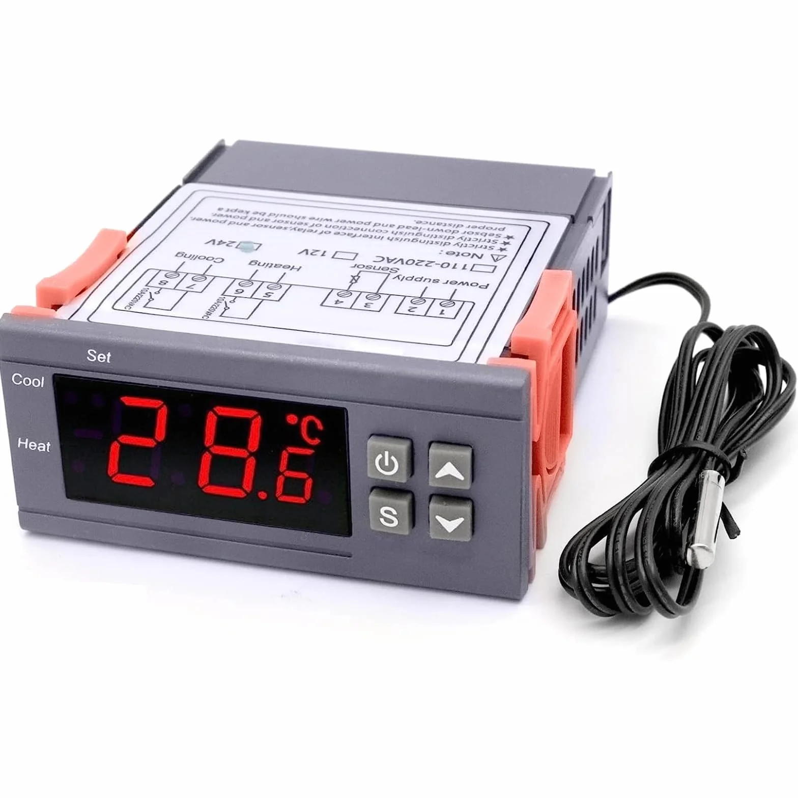 ARCELI Controlador de Temperatura Digital Relé de 10 A con Calentador y Enfriador - 24V