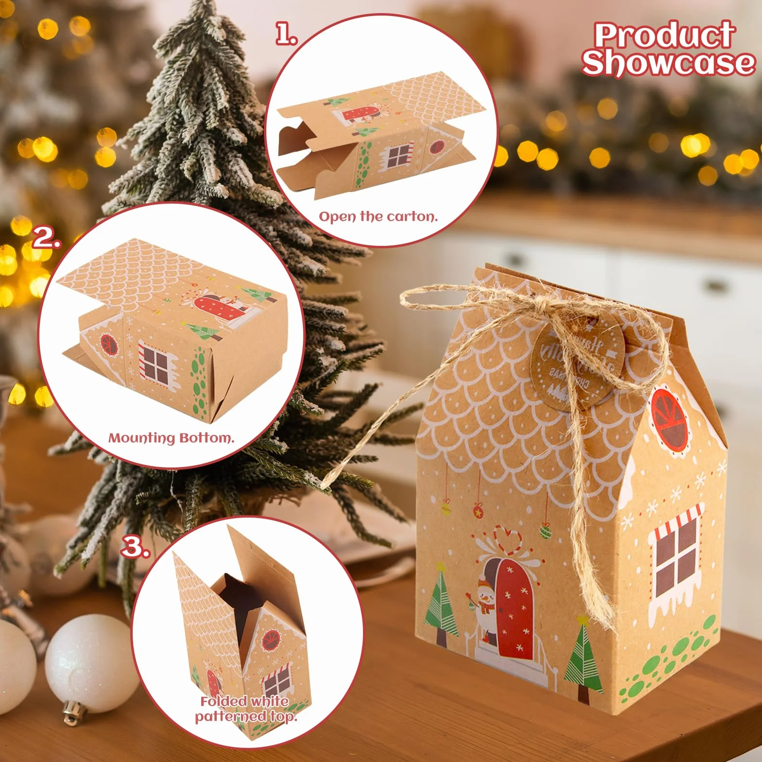ACTOYS Calendario Adviento 24 Piezas Cajas Cartón Kraft Casa con Etiqueta Número Pegatinas