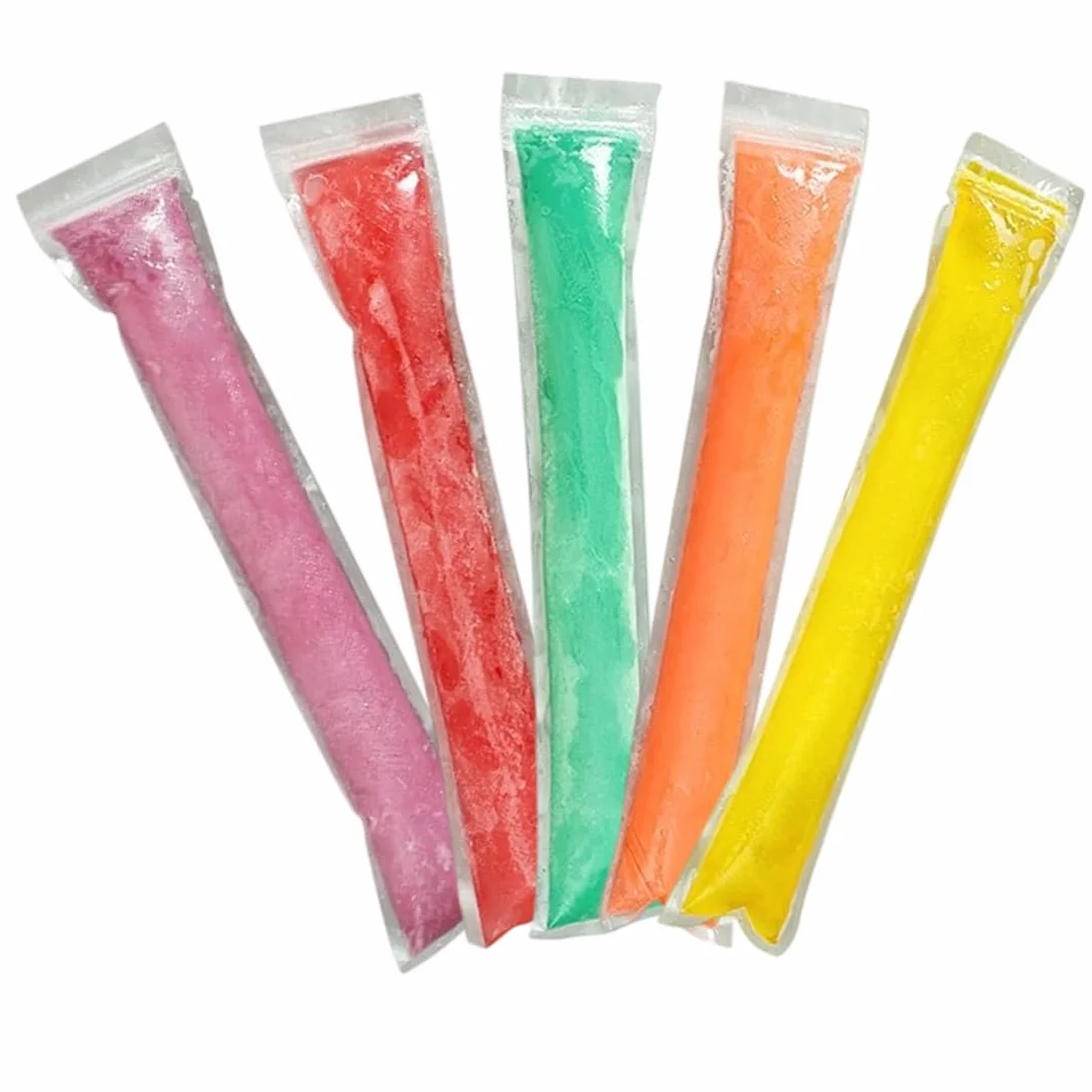 Bolsas para Helado 100 Piezas, Moldes de Helado Popsicle con Embudo Verde, Bolsitas para Helados Flash 4.5 x 22 cm