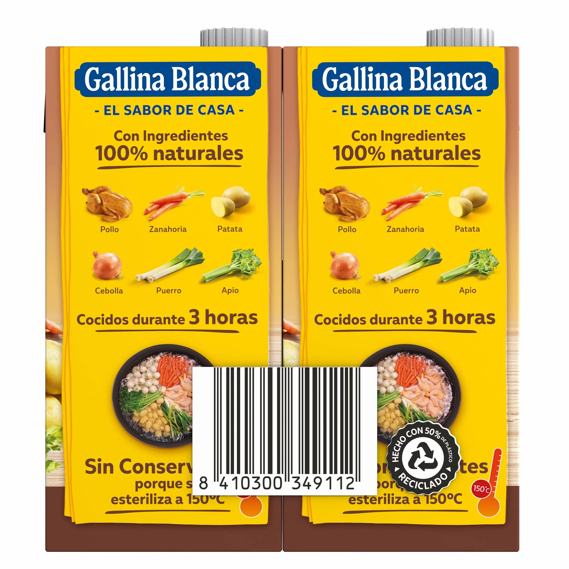Gallina Blanca Caldo Casero de Pollo 100% Natural 1L Paquete de 4