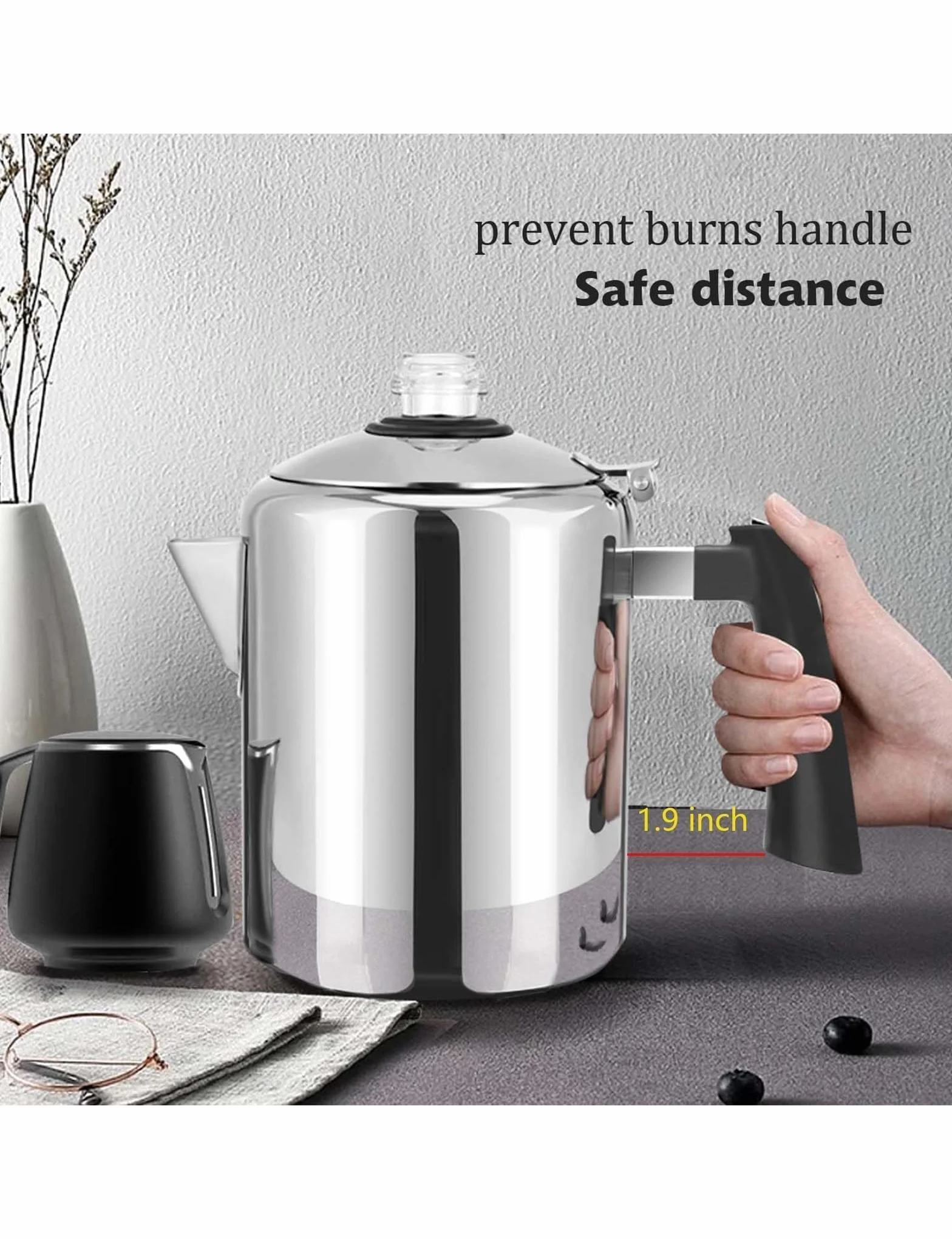 KFO Cafetera Percolador Acero Inoxidable 304 9 Tazas para Acampar