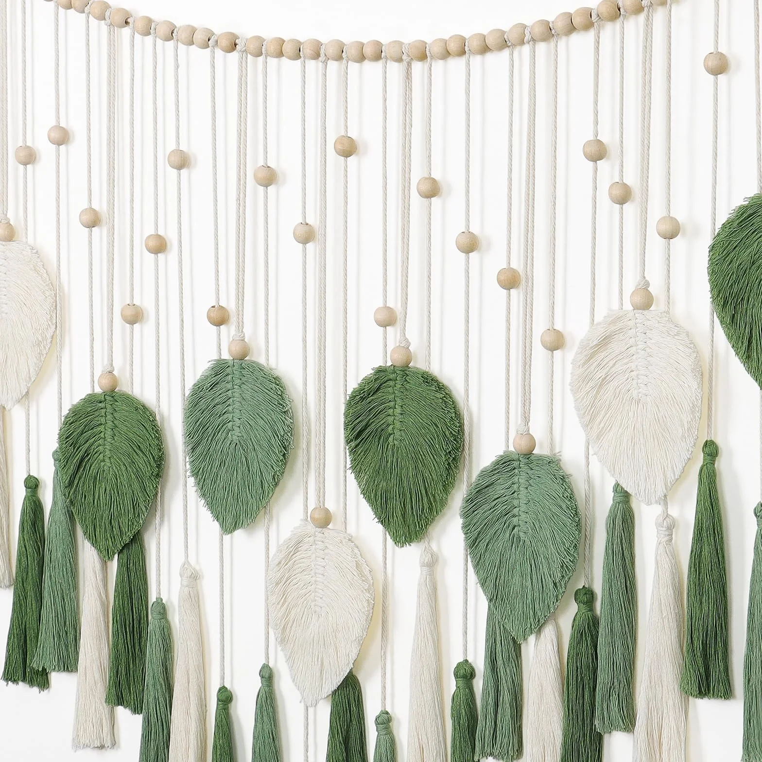 Dremisland Tapiz Decorativo Pared con Borla de Hoja 130x80cm Macrame pared Hecho a Mano Tapiz Pared Grande de Algodón Bohemio Decoración pared Salon Dormitorio Apartamento Habitación de Los Niños
