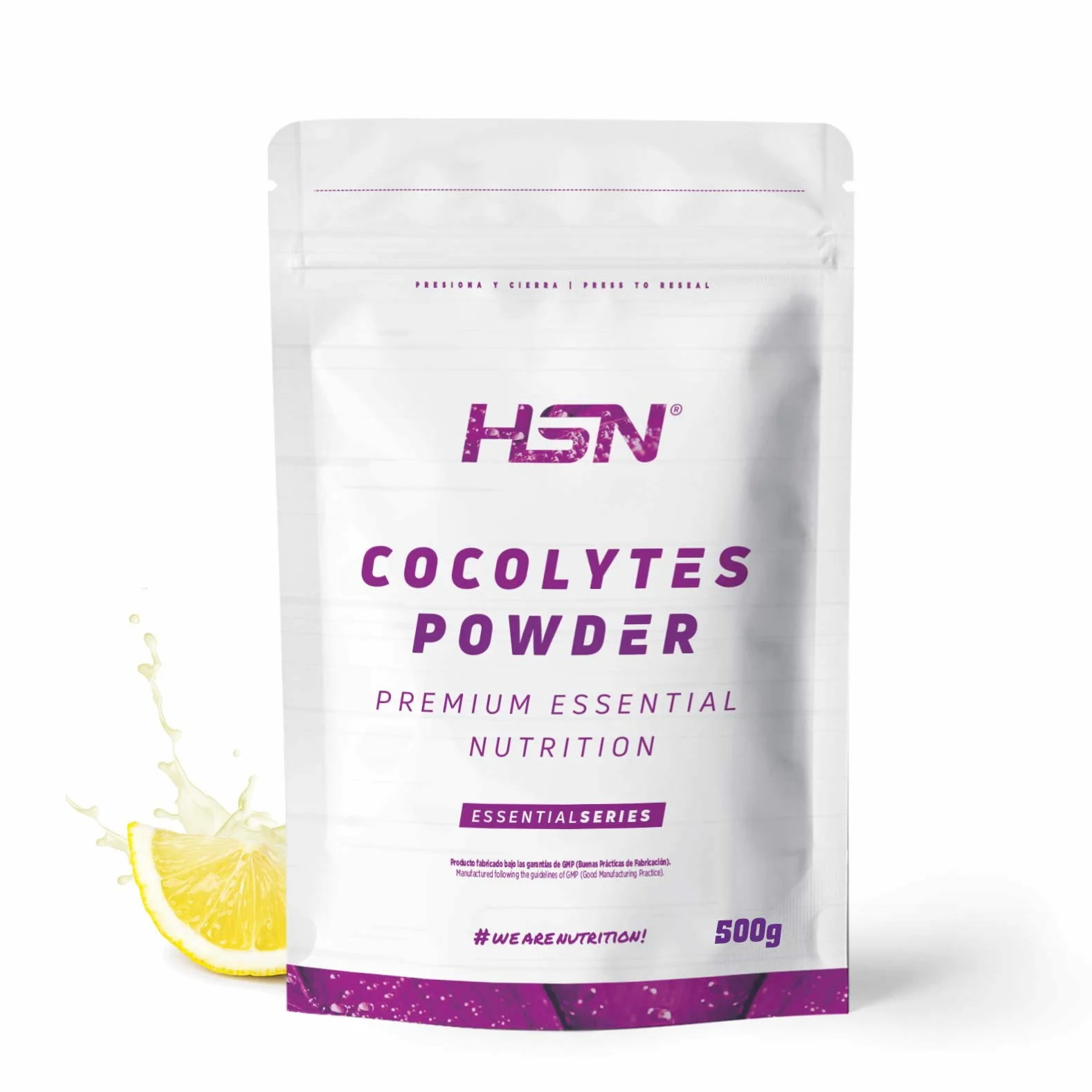 HSN Cocolytes Agua de Coco con Electrolitos Limón 500g Baja Osmolaridad Sales Minerales No-GMO Vegano Sin Gluten