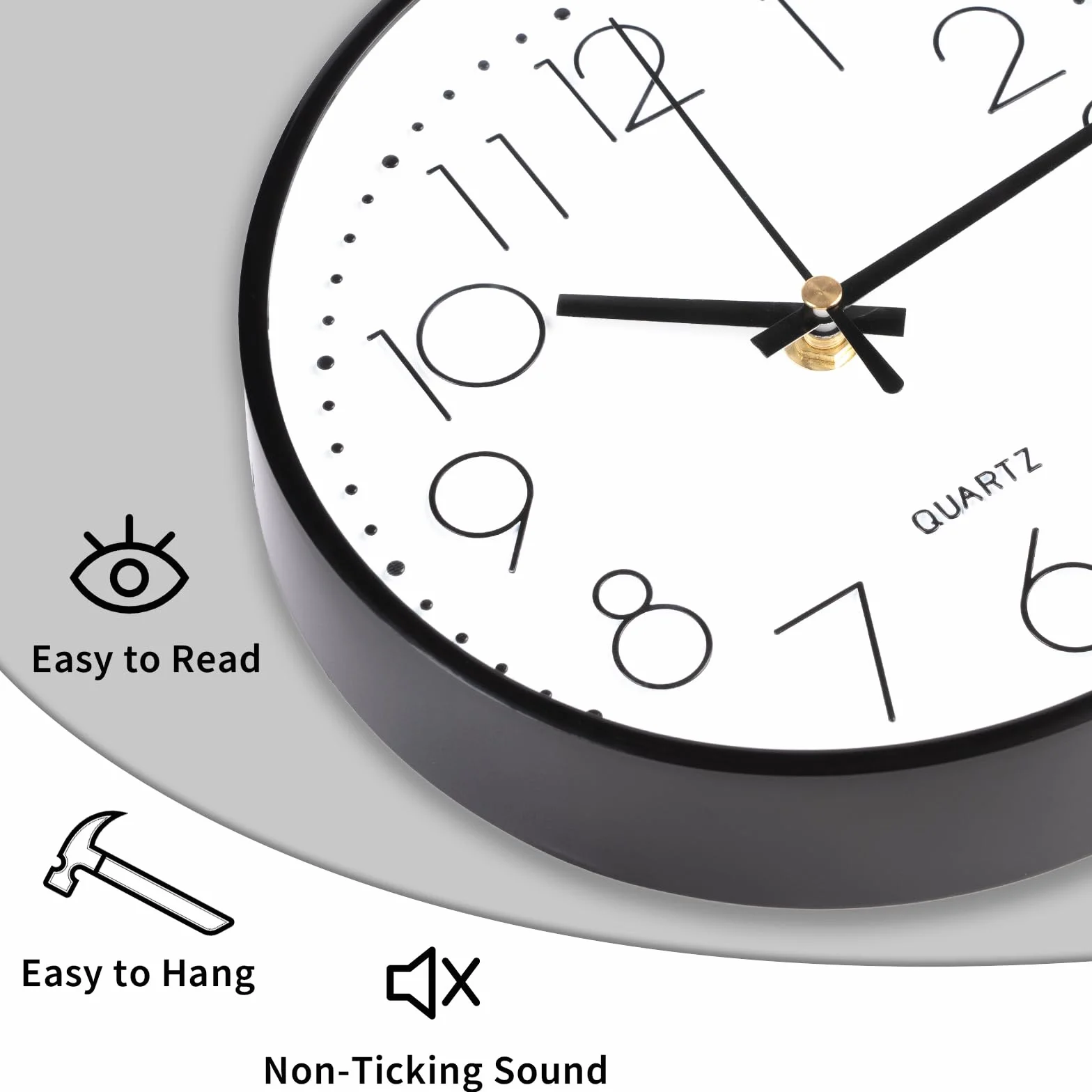 CIMOYBAI Reloj de pared negro moderno de 20 cm, silencioso, sin ruido de tictac, adecuado para oficina, salón, cocina, escuela, habitación infantil