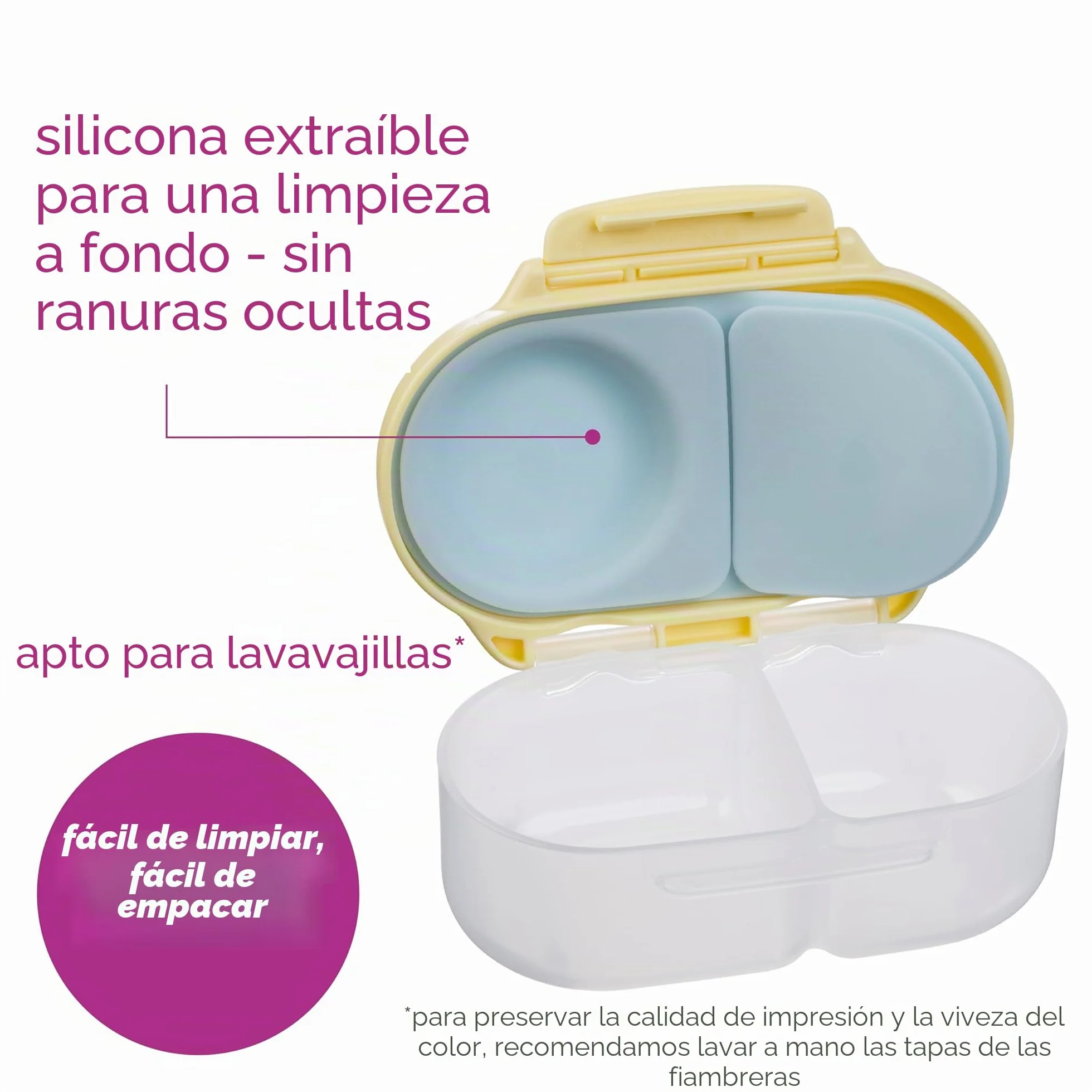 b.box Looney Tunes Fiambrera Infantil con Compartimentos | Bento Box Infantil Mini con 2 Compartimentos Herméticos | Caja de Almuerzo y Picoteo para Niños | Cabe 1 Fruta Entera | Sin BPA