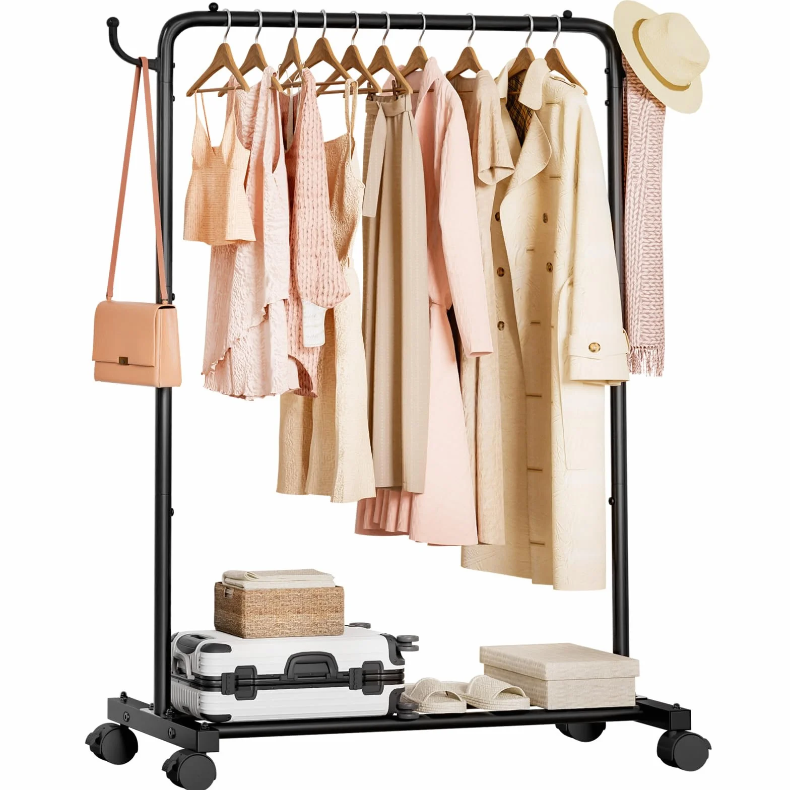 YORBAY Perchero Burro con Ruedas de Metal 81 cm Organizador de Ropa para Dormitorio Lavadero Tienda