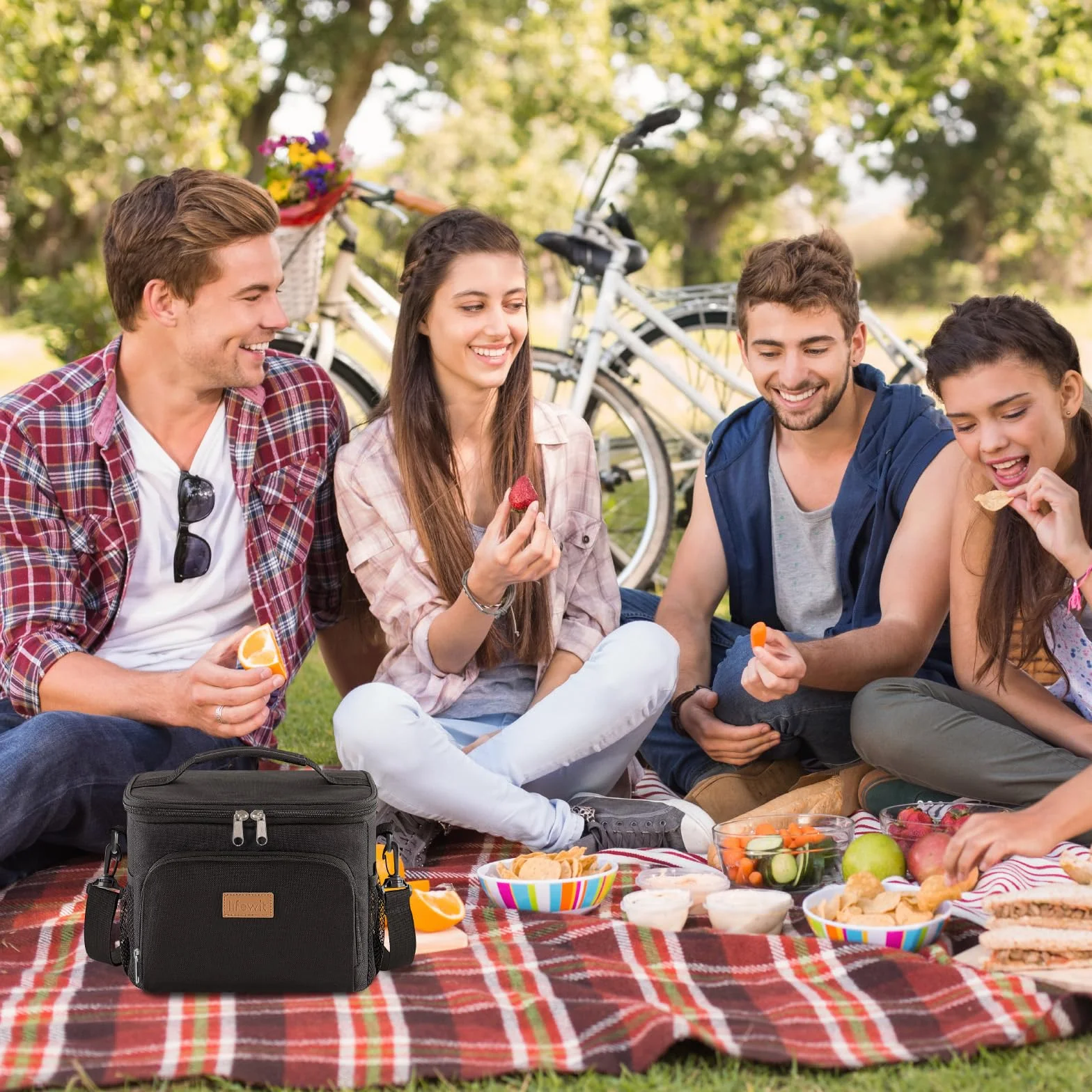 Lifewit Bolsa Térmica Porta Alimentos 9L, Nevera Portátil Impermeable para Trabajo, Playa, Picnic, Viaje, Negro
