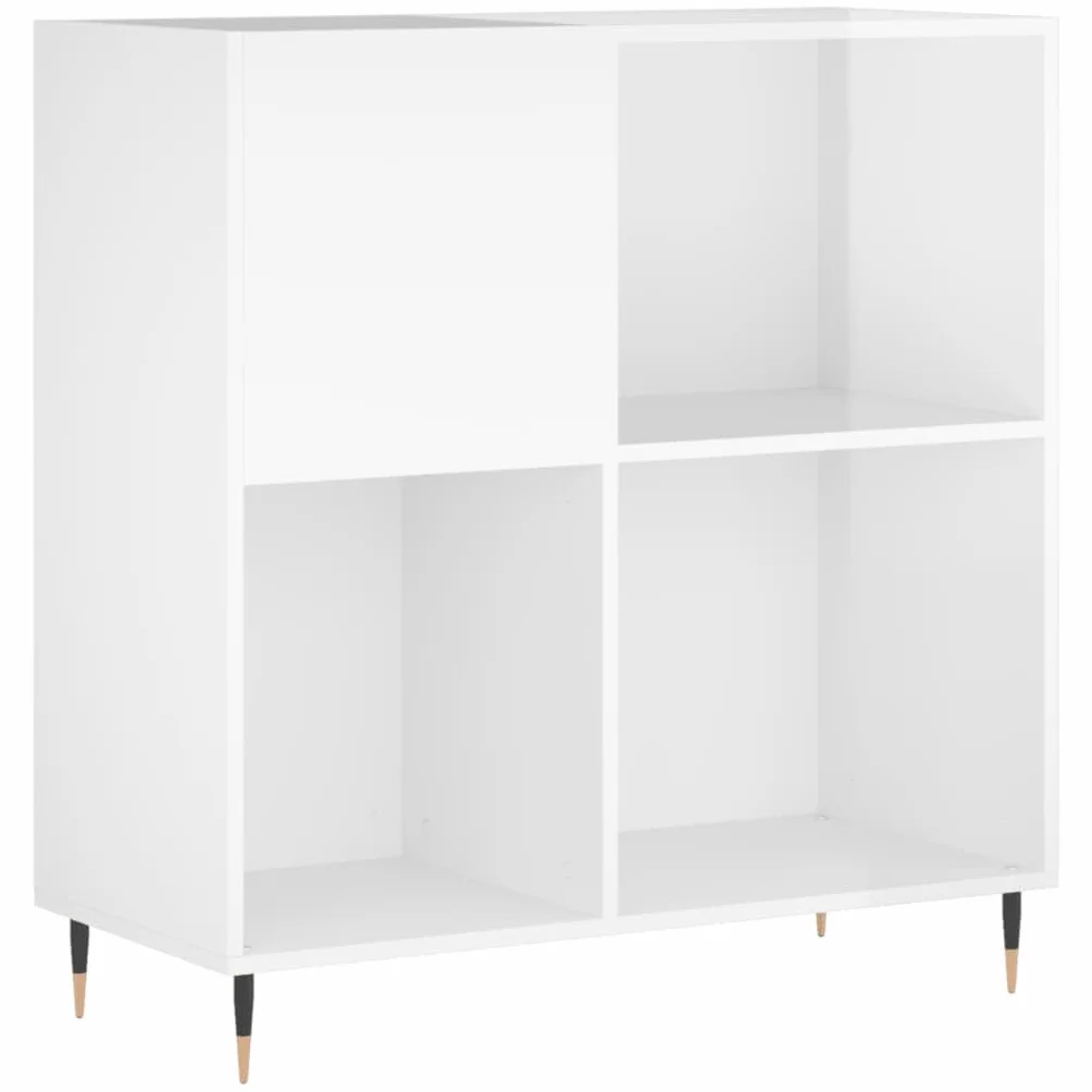 Mueble discos madera contrachapada blanco brillo 84,5x38x89 cm Almacenamiento CD DVD