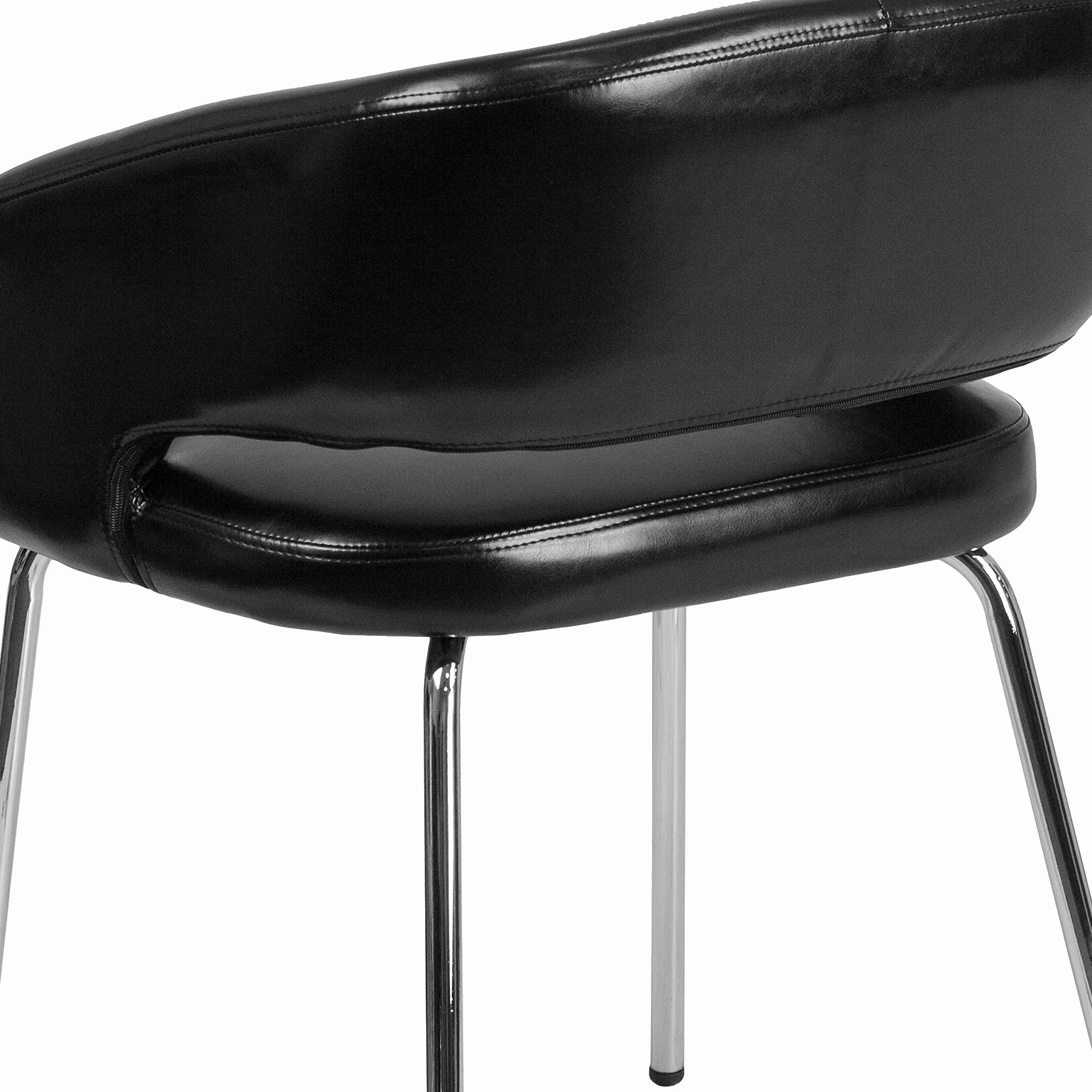 Flash Furniture Silla de recepción Lateral contemporánea de la Serie Fusion, Piel Negra Suave