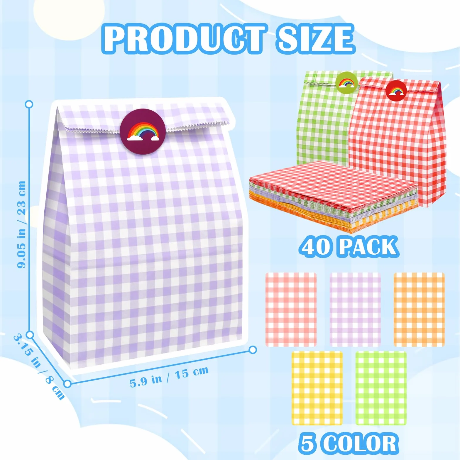 PHOGARY Bolsitas para Regalos, 40 PCS Bolsas de Papel Colores Kraft Bolsas Regalo Cumpleaños Infantil con Pegatinas para Envolver Regalos, Fiesta, Celebración, Boda, Cumpleaños