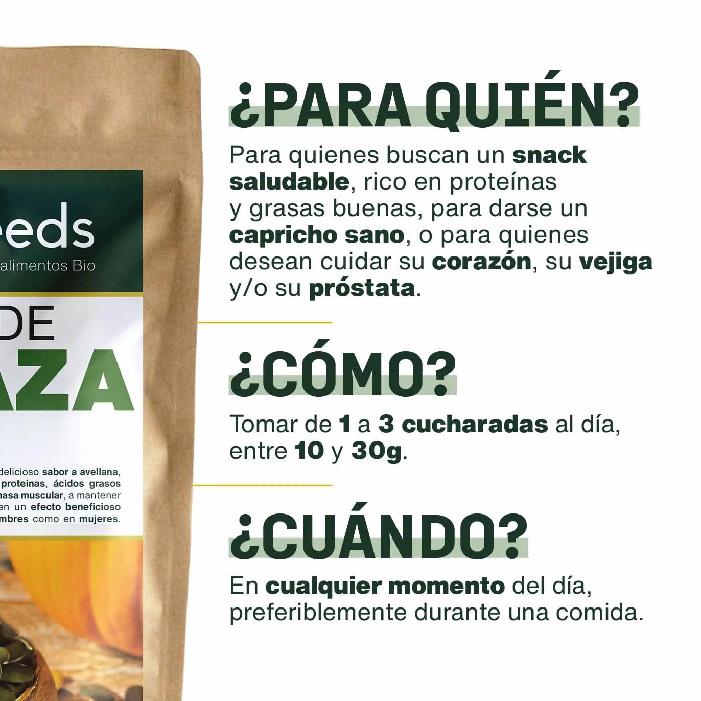 Semillas de Calabaza BIO 1kg Origen Europa Pipas de Calabaza 100% Orgánicas Peladas sin Sal