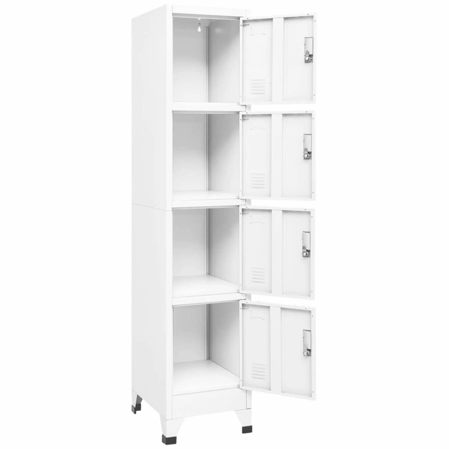 Armario Metálico Taquilla Vestuario 4 Puertas con Cerradura Blanco 38x45x180 cm