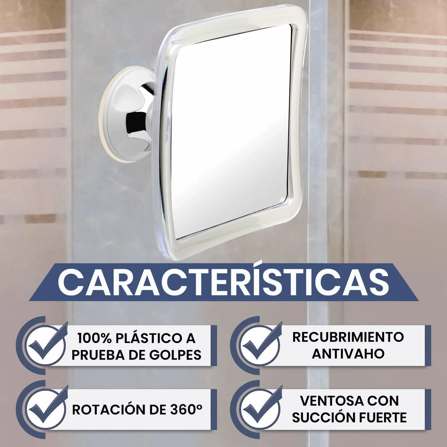 Mirrorvana Espejo de Ducha antivaho 16x16 cm irrompible para baño