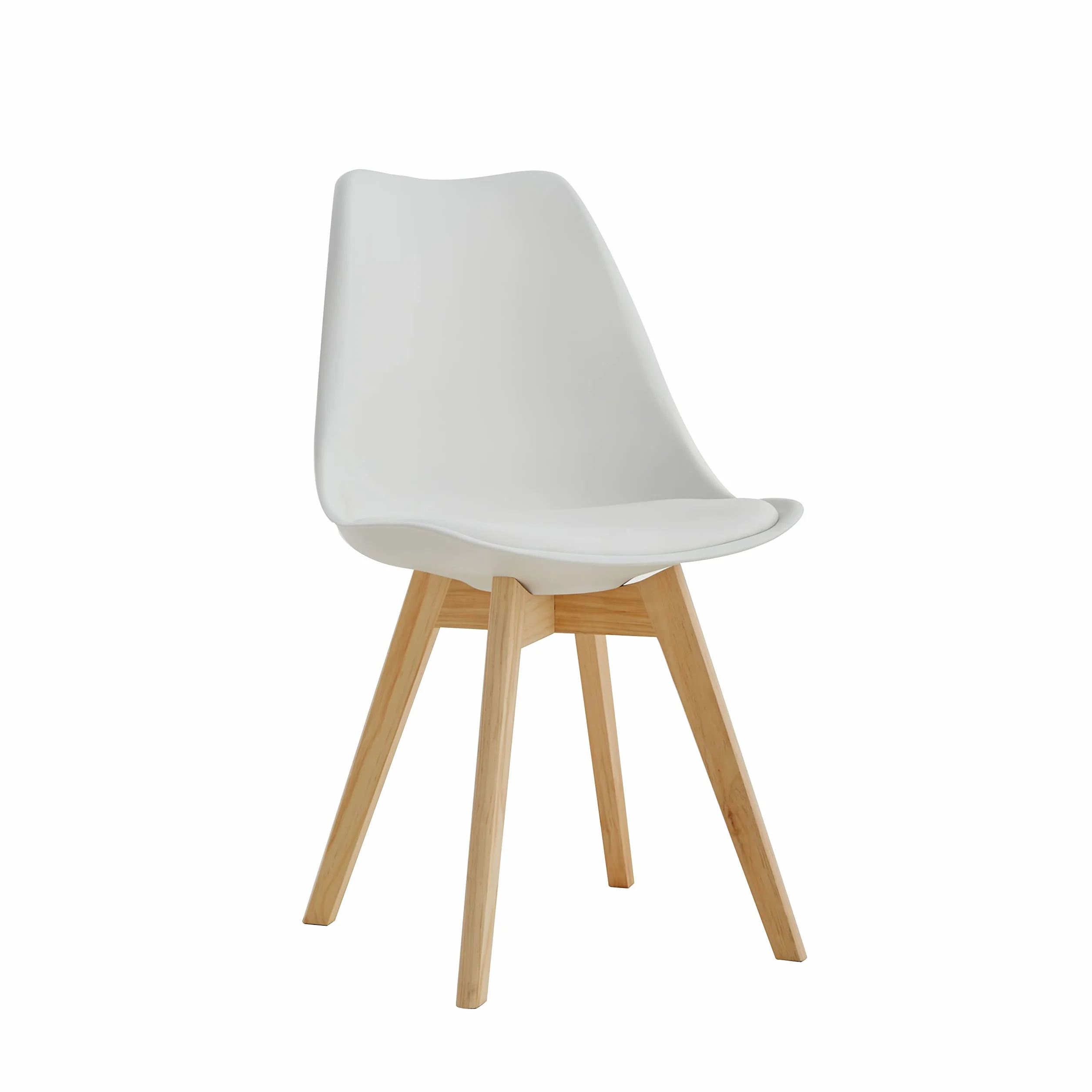 GrandCA HOME Pack de 6 Sillas de Comedor, Silla de Cocina con Patas de Madera de Pino, Sillas Tapizadas para Comedor, Sala y Cocina, Blanco