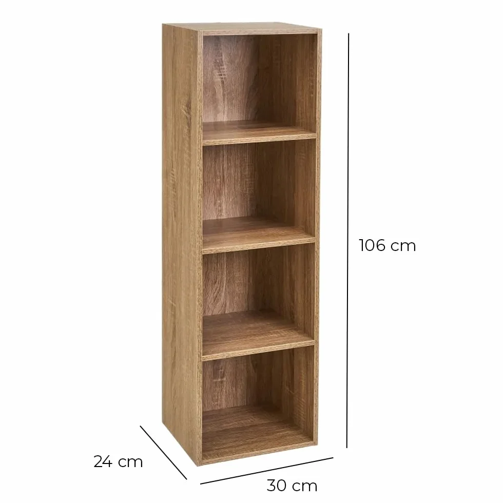 LOLAhome Estantería Cubo de Madera 4 Estantes 106 cm Natural