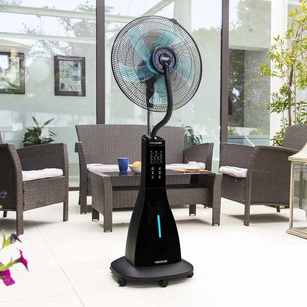 Cecotec Ventilador Nebulizador de Agua con Mando a distancia EnergySilence 690 Freshessence. 90 W, Oscilante, Silencioso, 3 Velocidades, Temporizador 7,5h, Pantalla LCD, Motor de Cobre, 3 L