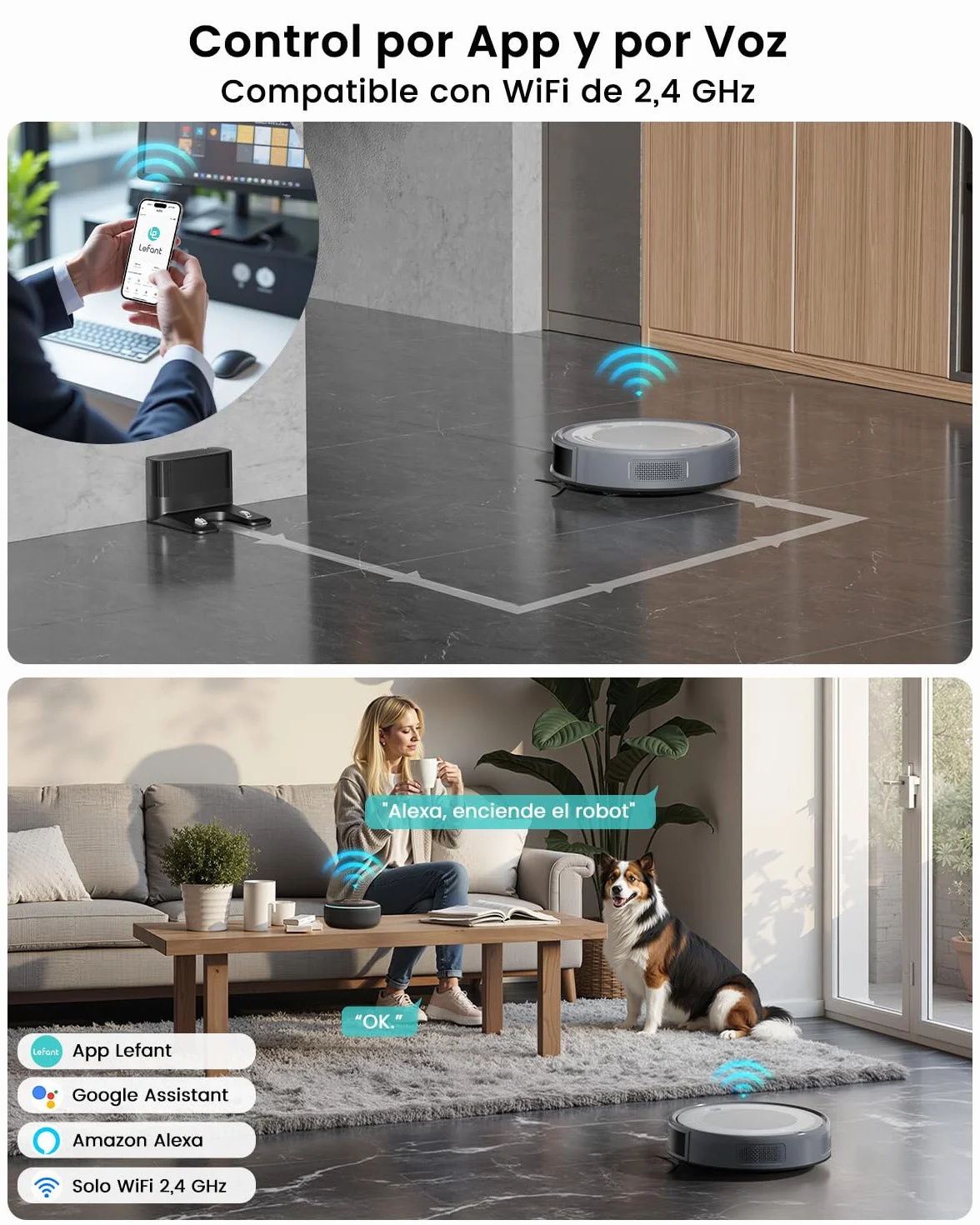 Lefant M310 Ultra Robot Aspirador y Fregasuelos 3 en 1 6000Pa 170min Mapeo Láser ToF Evasión Obstáculos PSD WiFi Alexa Gris