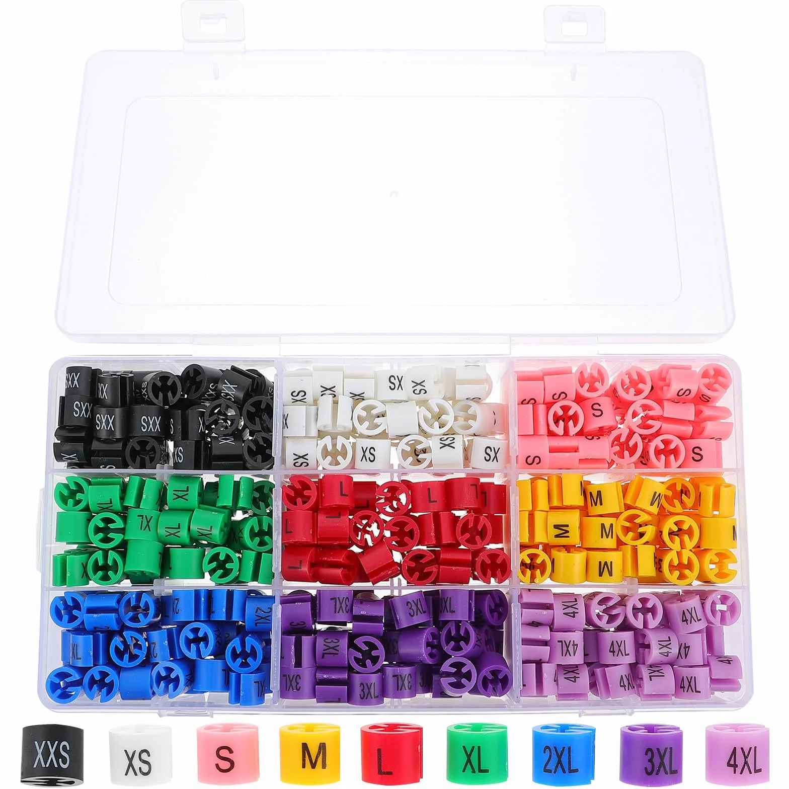 Marcadores de Talla para Perchas de Plástico 450 Piezas Codificación de Colores
