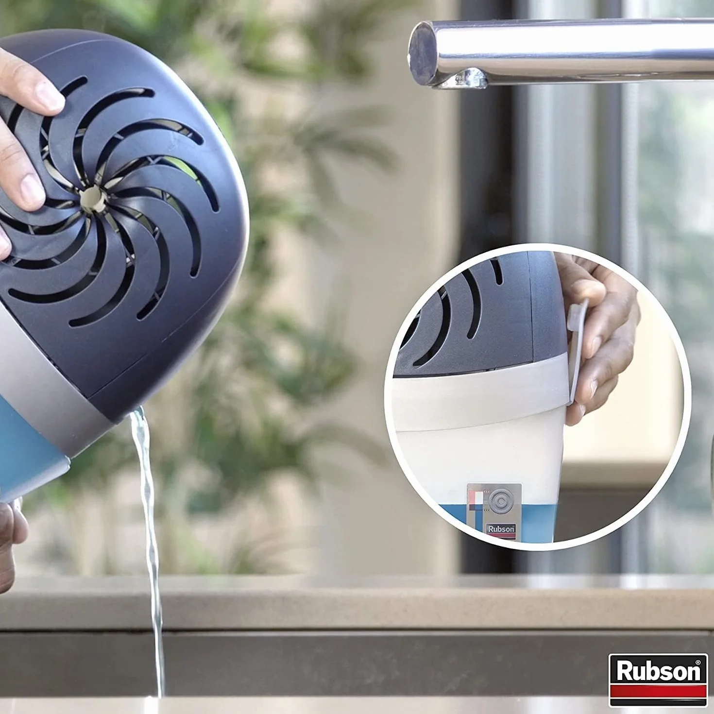 Rubson AERO 360º Deshumidificador recargable (1 dispositivo y 1 tableta de 450 g), absorbe humedad, previene la condensación y los malos olores, antihumedad absorbente