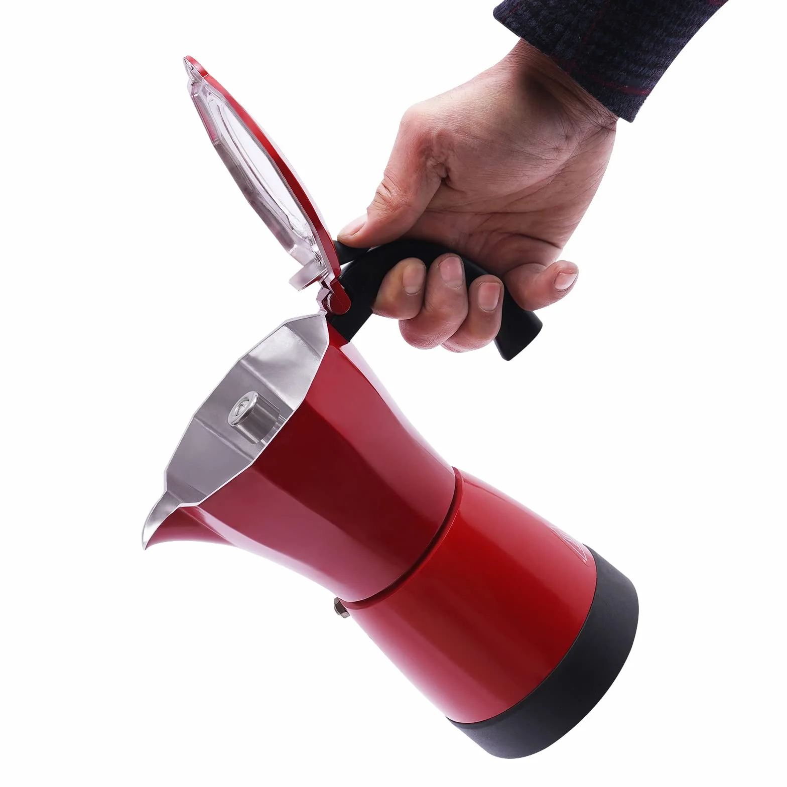 Cafetera de espresso eléctrica 480W 300ML para 6 tazas, rojo