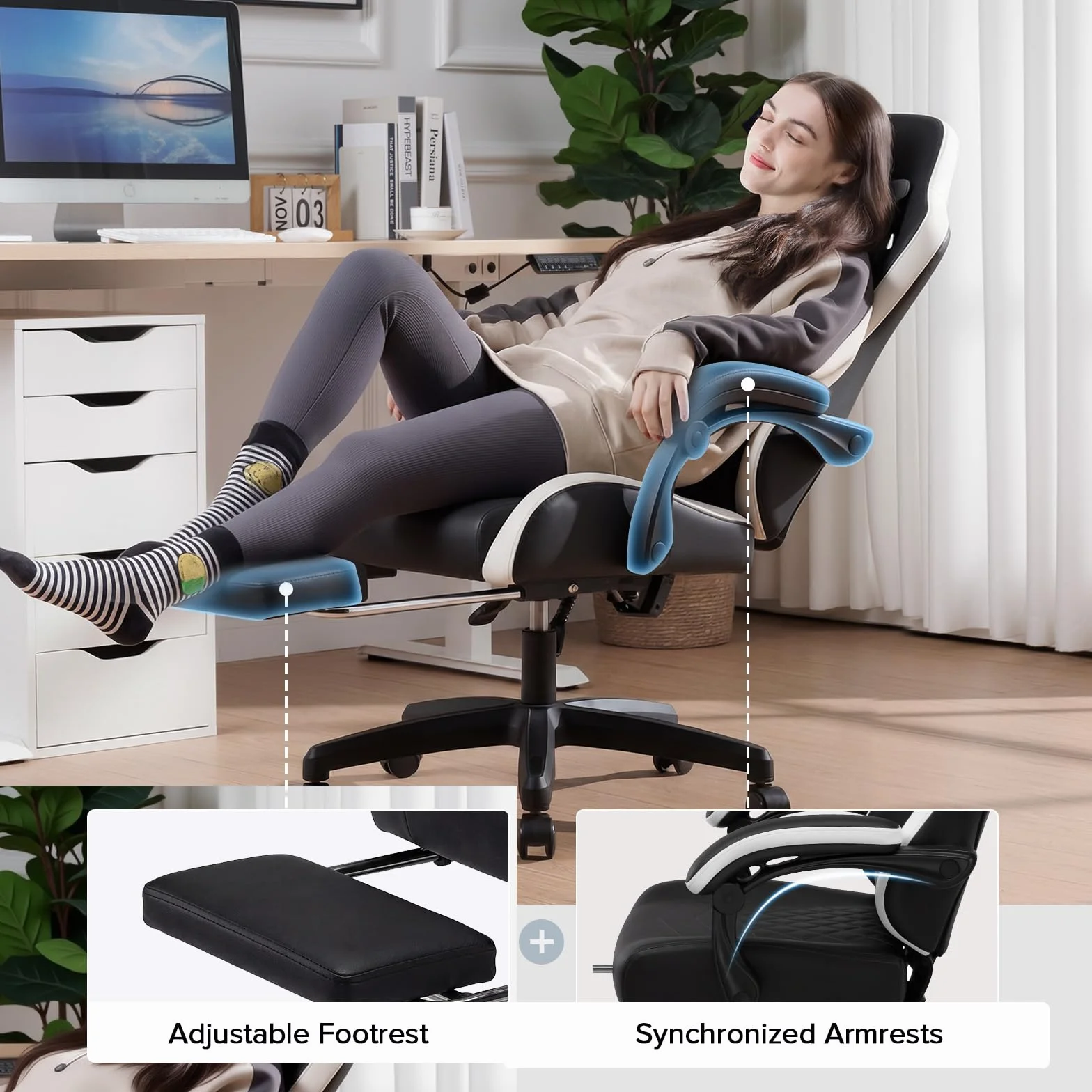 GTPLAYER Silla Gaming Tela Ergonómica Transpirable Silla Gamer Reclinable con Reposapiés, Cojín Lumbar y Reposacabeza Sillas Gaming Regulable en Altura para Juegos de Estudio y Trabajo Negro