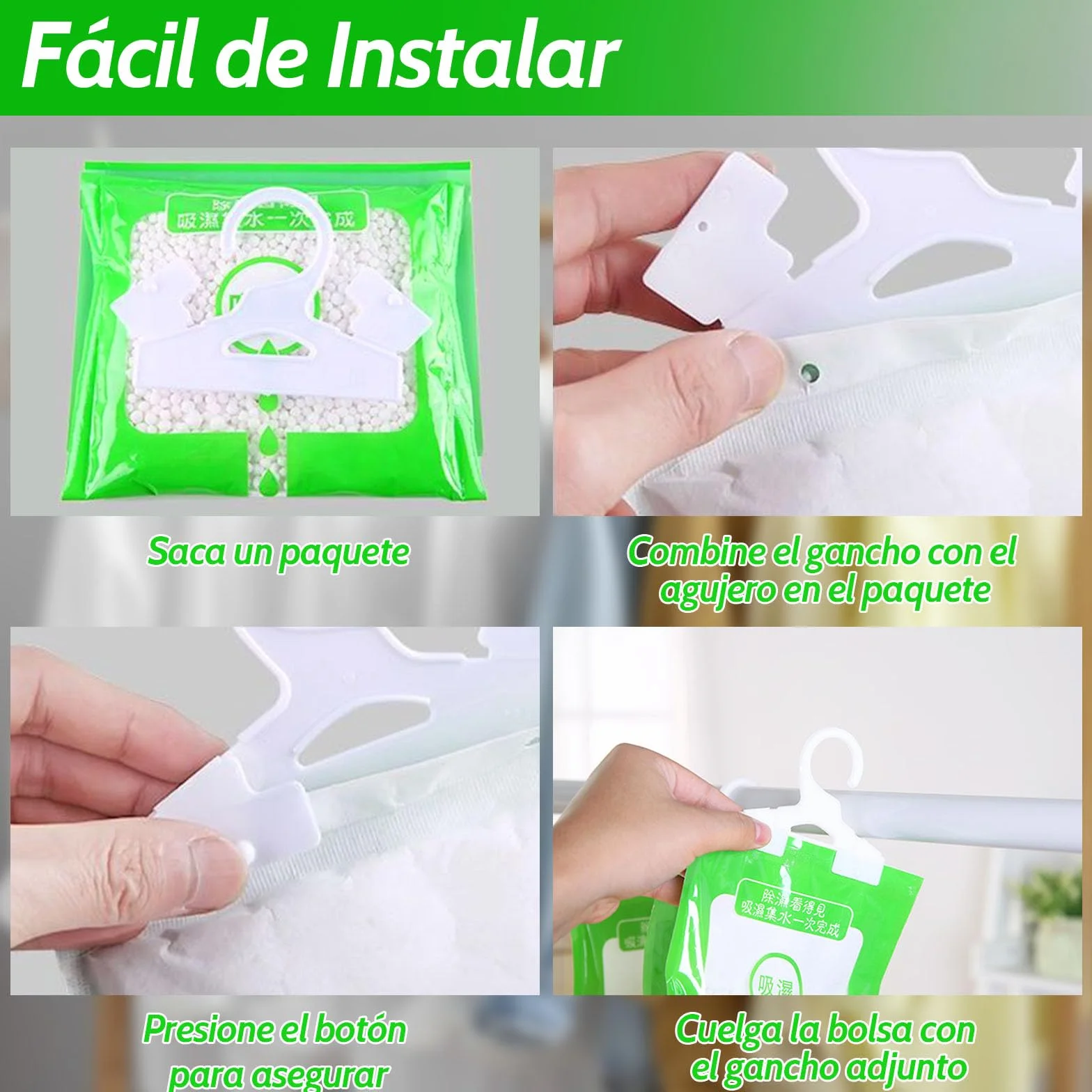 ZOCONE 10 Pack Bolsas Antihumedad Armarios Colgantes Deshumificadores de Humedad Armario Ropa Absorbe Humedad Perchas Antihumedad Armarios Habitacion Cocina Baño