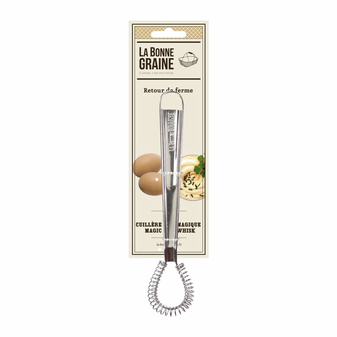 LA BONNE GRAINE - Cuchara Mágica para Mayonesa - Batidor para Salsas y Jugos - Batidor Fácil para Mayonesa - Acero Inoxidable - - 20 x 5 x 4 cm