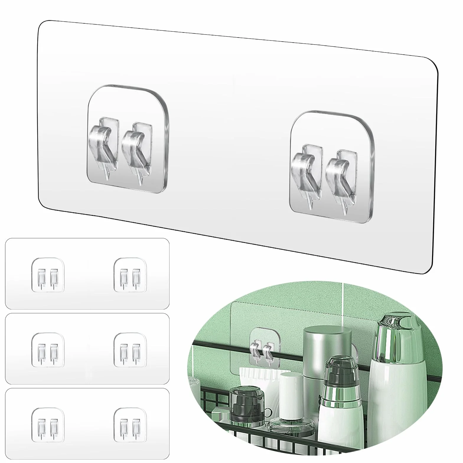 WLLHYF - Gancho adhesivo de repuesto para estante de ducha y ganchos de pared impermeables para baño, jabonera, suspensión sin taladrar, 4 unidades