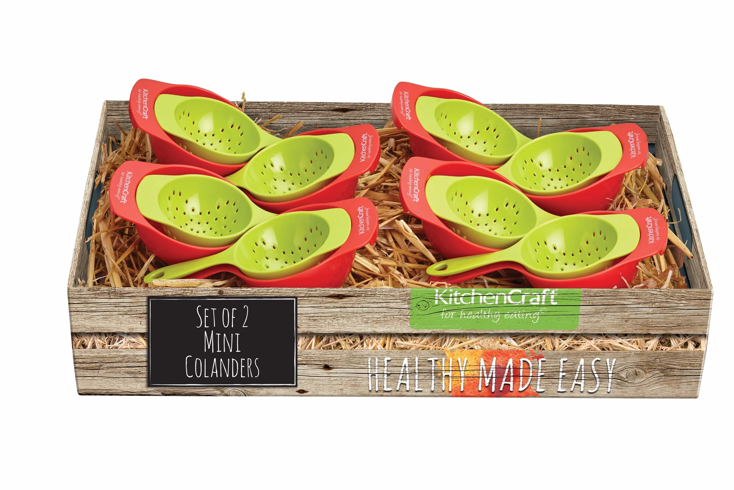 Mini Colador de Plástico Rojo Verde, Paquete de 2