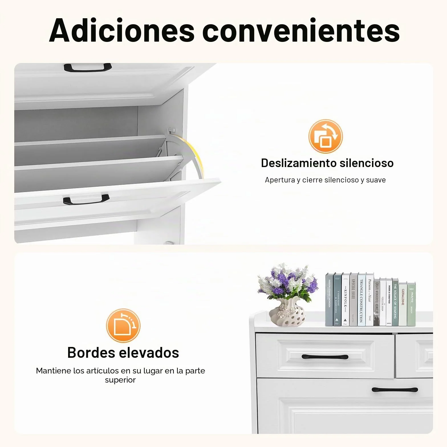 Zapatero estrecho de 80 x 24 x 120 cm, para 16 – 20 pares, zapatero blanco con 3 puertas abatibles, 2 cajones y estantes ajustables en altura, estrecho para pasillo, vestíbulo, salón