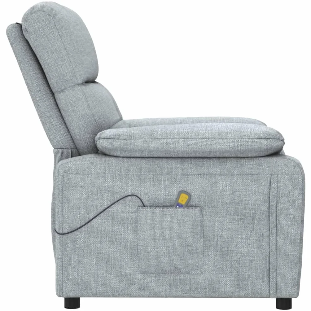 IKAYAA Sillón Reclinable de Masaje con 6 Zonas de Masaje y Mando a Distancia, Reclinable Manual, Sillón Relax de Tela con Prácticos Bolsillo, Gris Claro