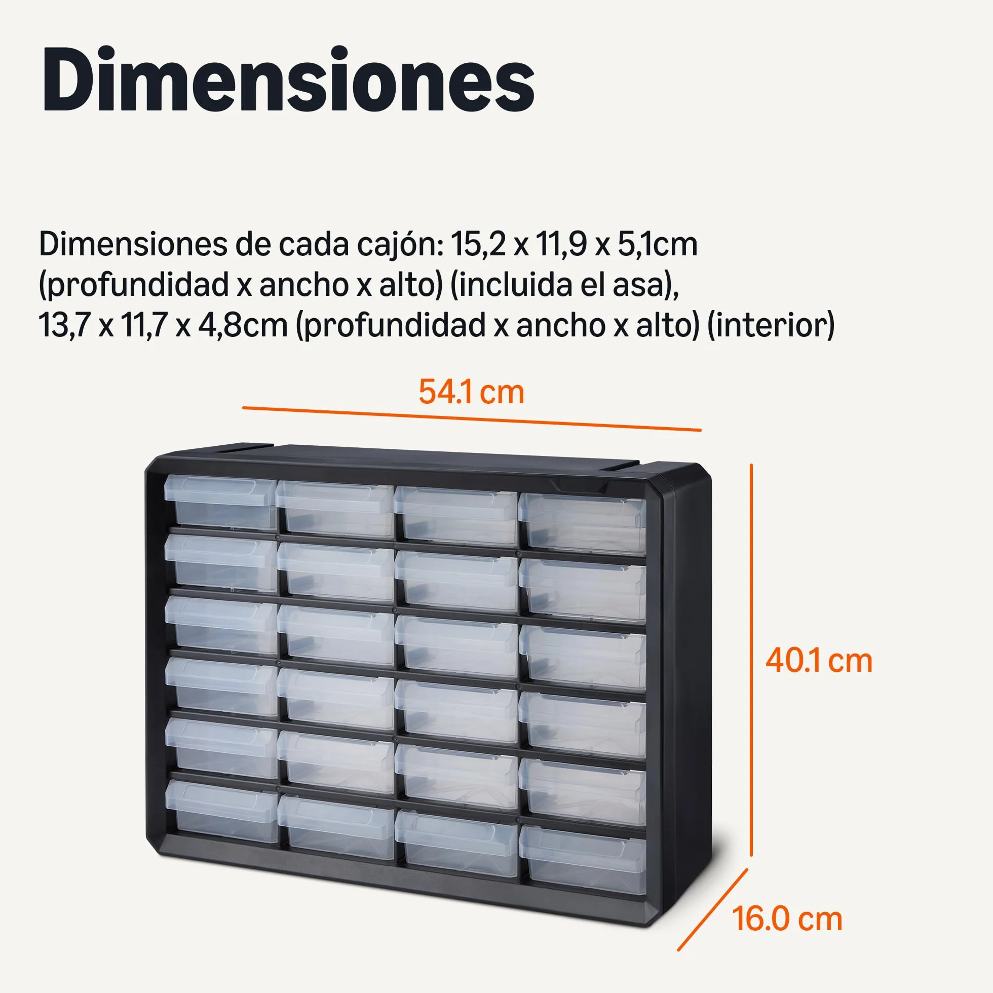 Amazon Basics Cajonera Organizadora 24 Compartimentos Plástico Divisores Oficina Herramientas Montaje Pared Negro