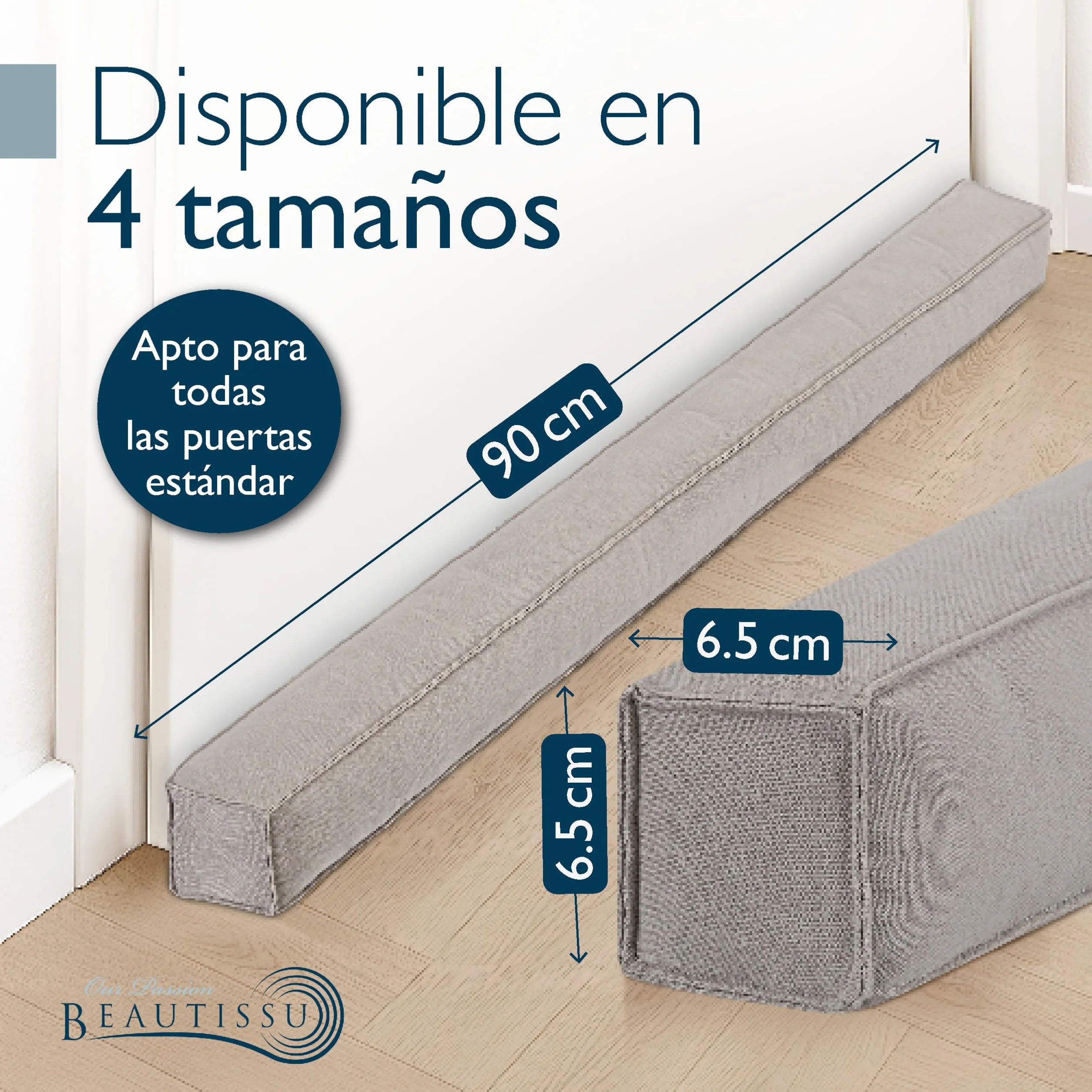 Beautissu Burlete Magnético Puerta Entrada 90 cm Gris Claro Aislante Frío