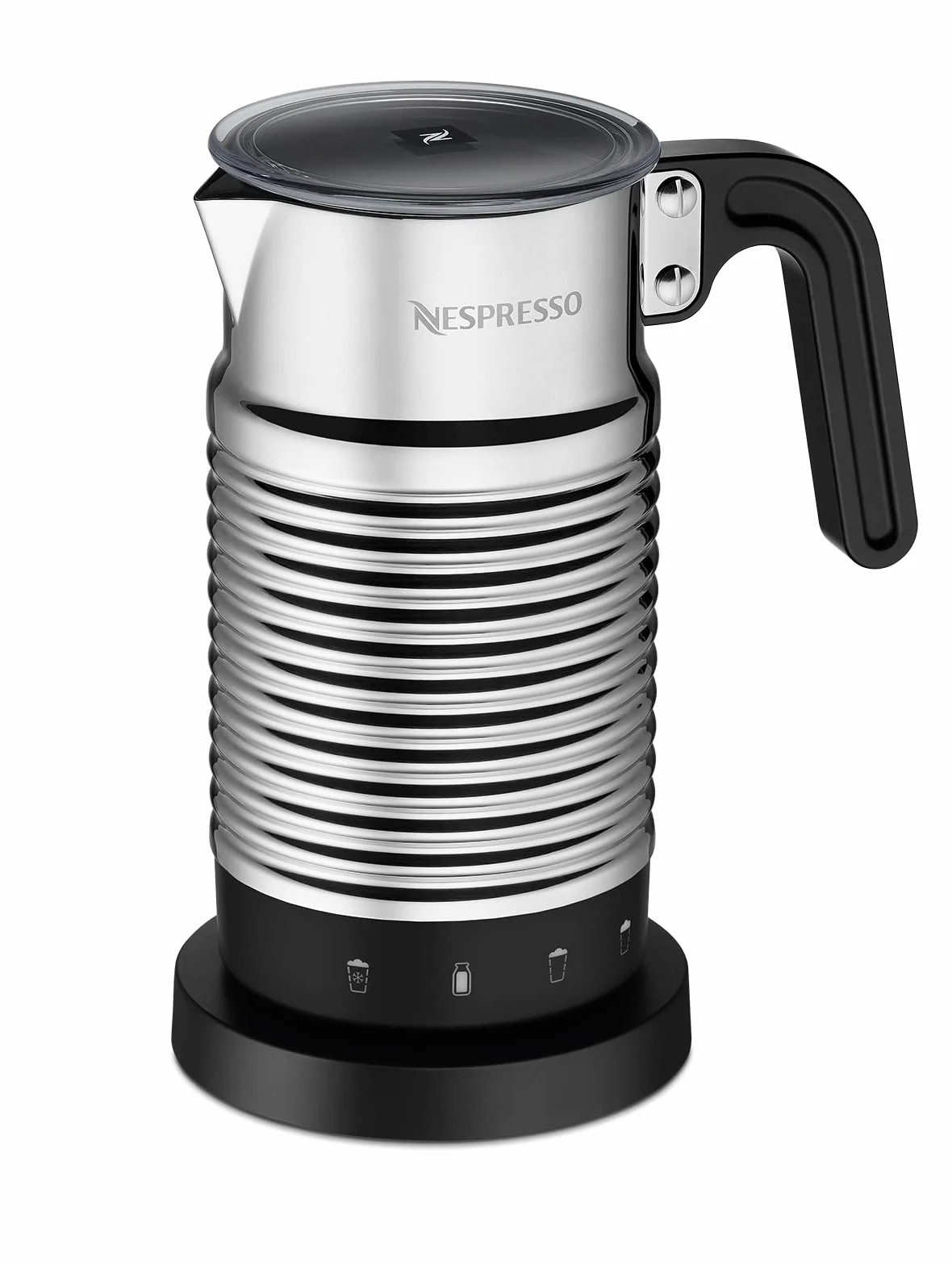 NESPRESSO Aeroccino 4 Espumador de leche, Espumador eléctrico para 120 ml de espuma de leche cremosa y 240 ml de leche caliente, espumador apto para lavavajillas, Plateado