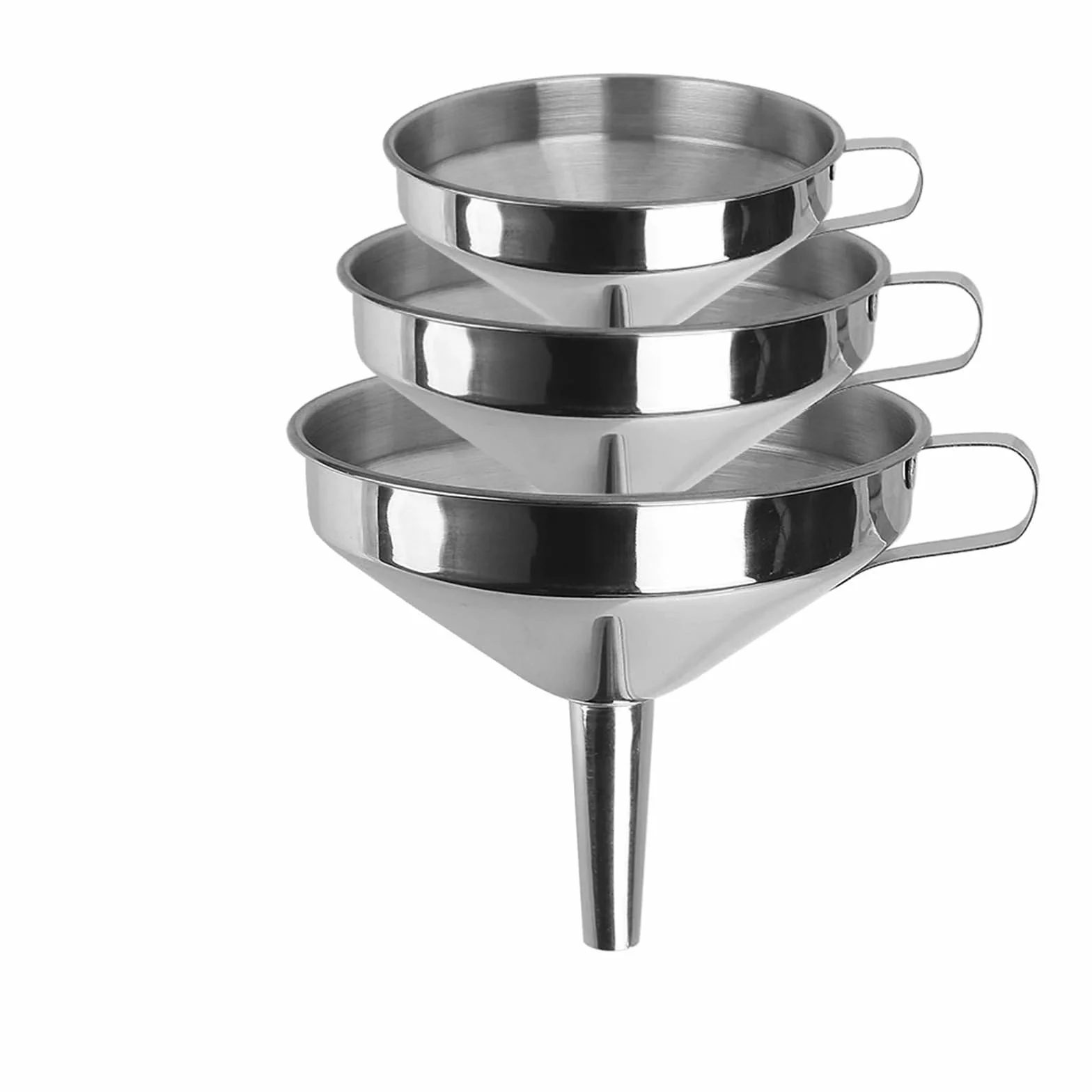 Embudos de Boca Ancha for Barra, Vino, Cerveza, Aceite, Embudo de Acero Inoxidable for enlatar, Herramientas de Cocina con Filtro Desmontable, Embudo de Metal(L-14 CM)