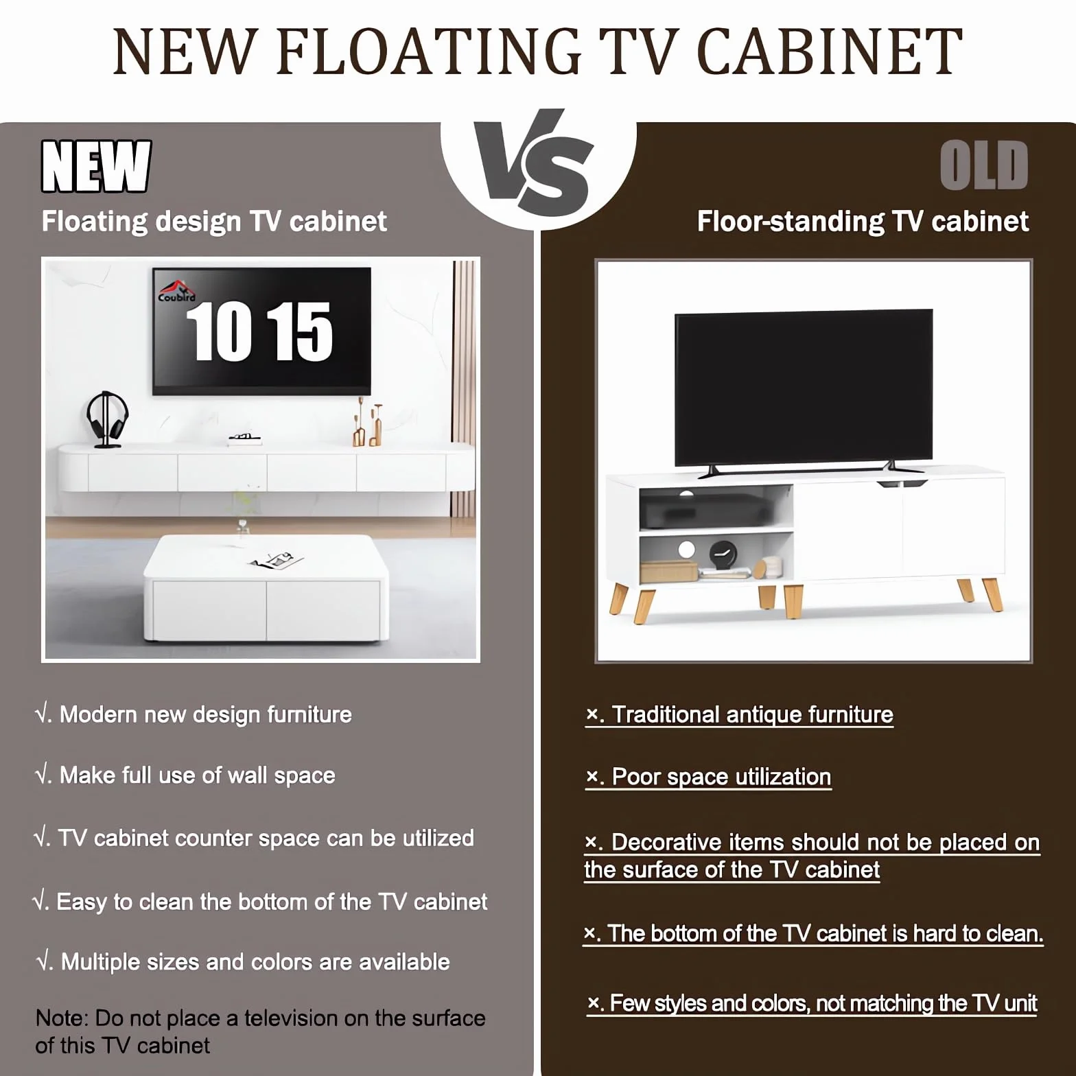 Mueble de TV Flotante, Soporte de montado en la Pared con Dos cajones, Consola Multimedia para, Mueble de TV Grande para Sala de Estar y Oficina (180cm/70.8in,Blanco-A)
