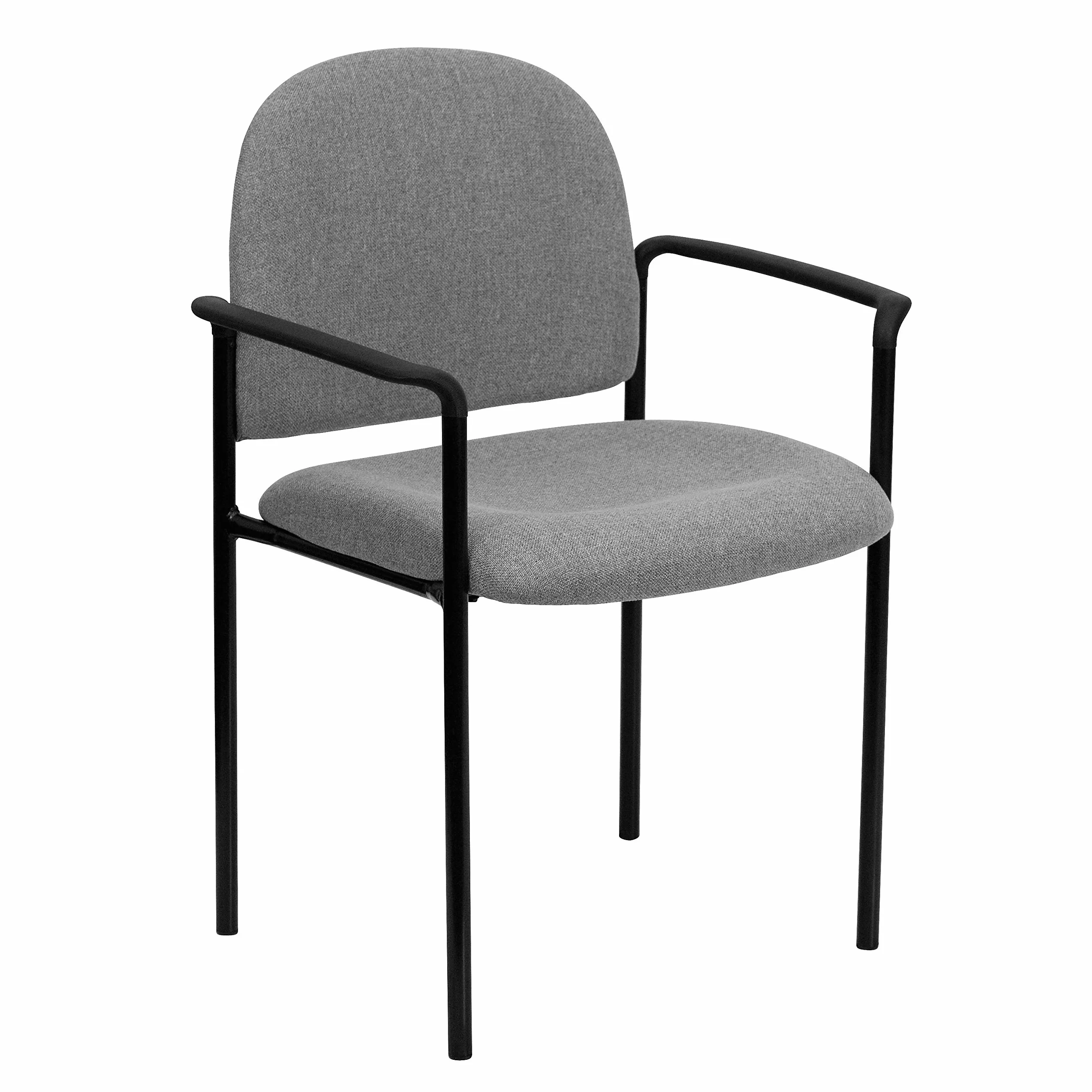 Flash Furniture Comfort - Silla de recepción Lateral apilable de Acero con Brazos, aleación, Tela Gris, Juego de 1