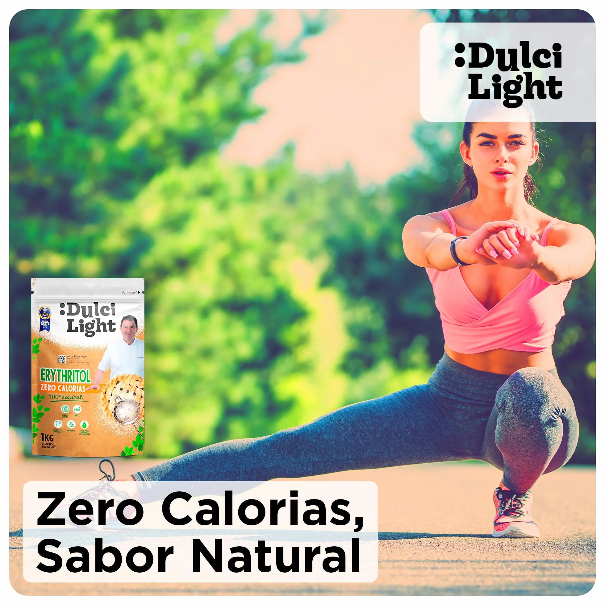 Dulcilight Edulcorante Eritritol 2Kg Zero Calorías Sustituto del Azúcar Sabor Natural No GMO Keto Vegano Libre de Gluten