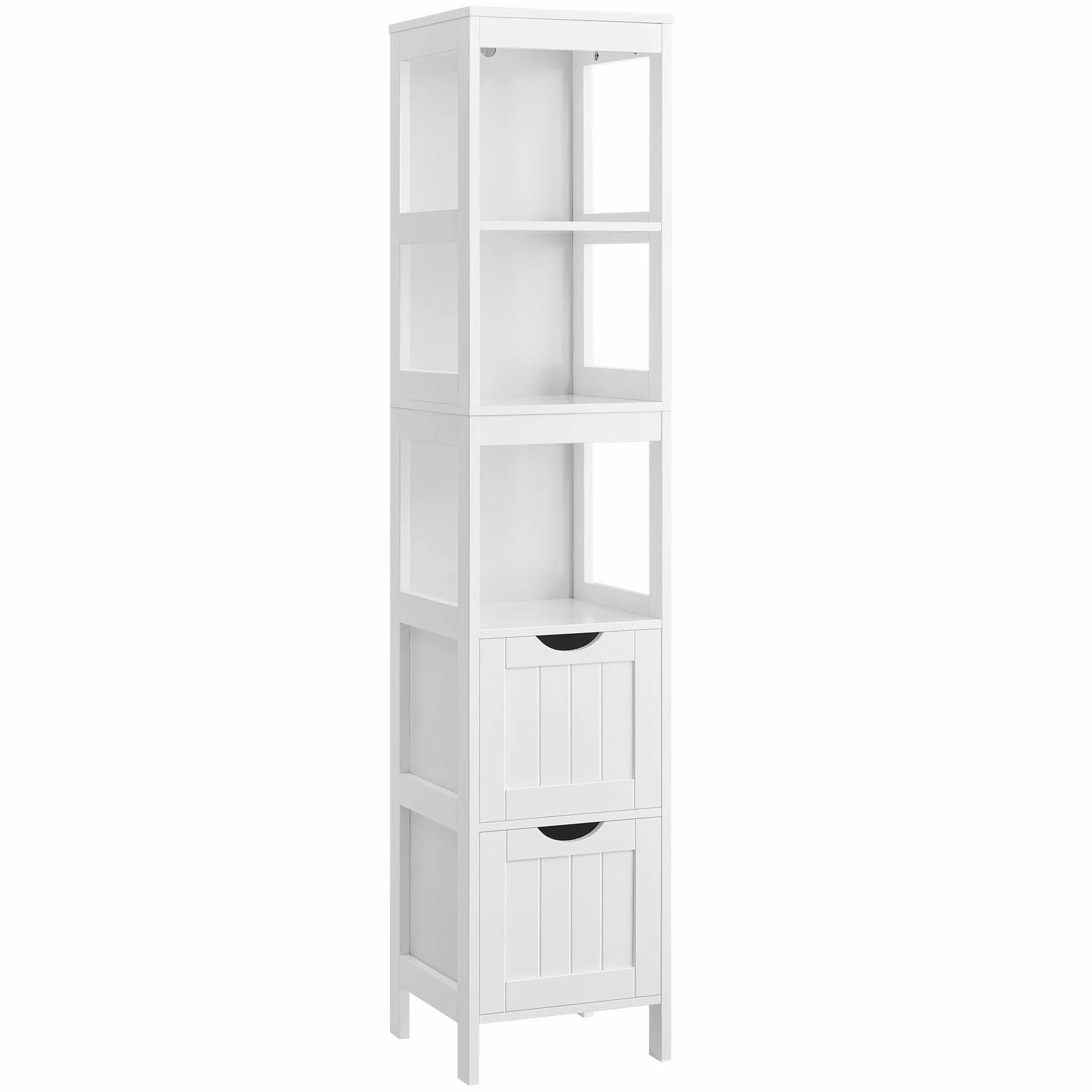 VASAGLE Mueble de Baño Armario Independiente Cómoda 2 Cajones 3 Compartimentos Blanco BBC66WT